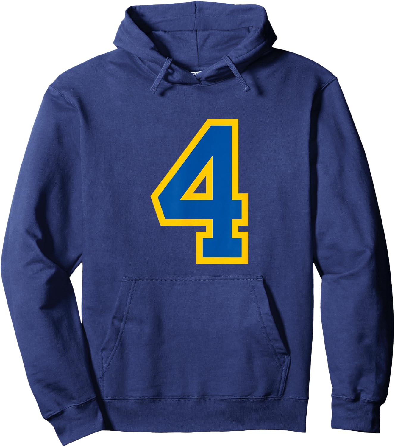 Blue Yellow Sport Team Number #4 Hoodie - Hoodie | Navy