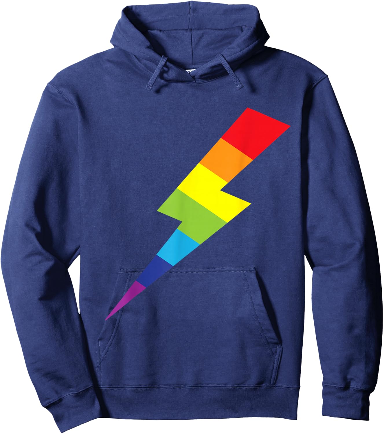 Awesome Rainbow Lightning Bolt Print Hoodie - Hoodie | Navy