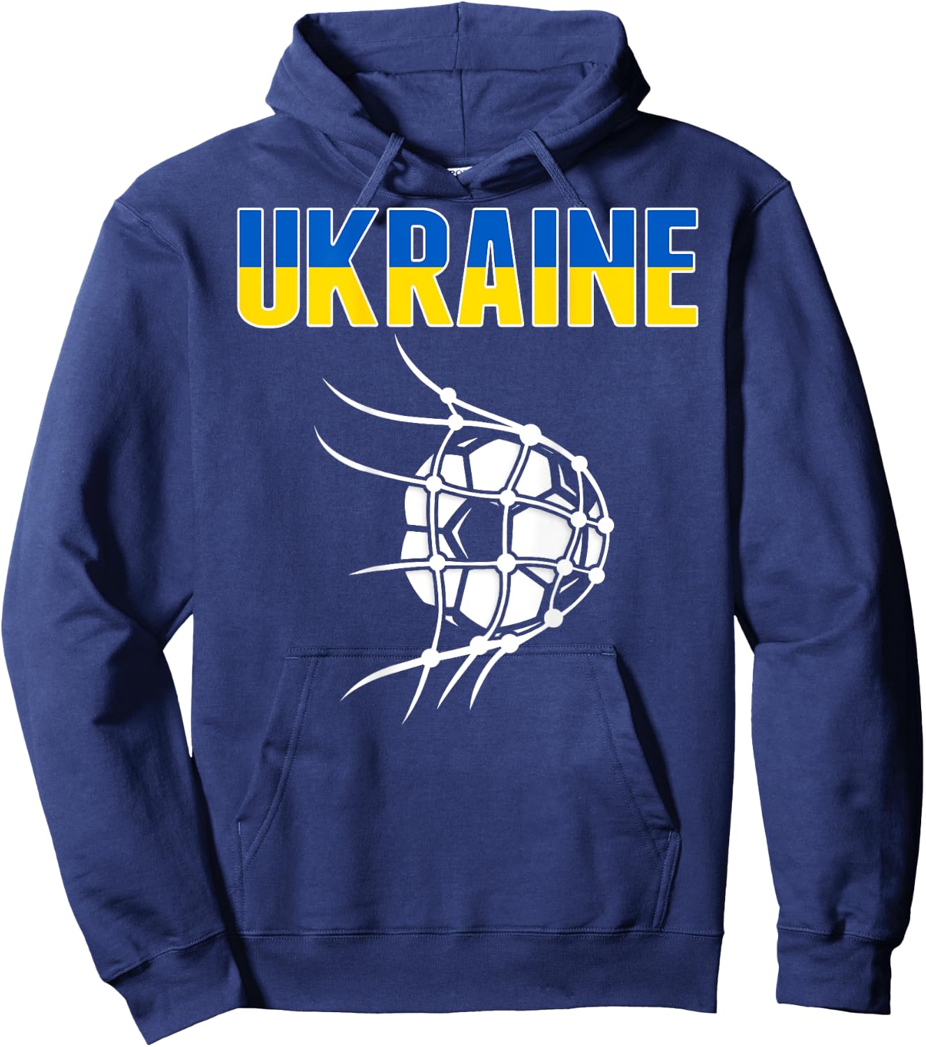 Ukraine Soccer Fans Jersey - Ukrainian Flag Football In Net Hoodie - Hoodie | Navy