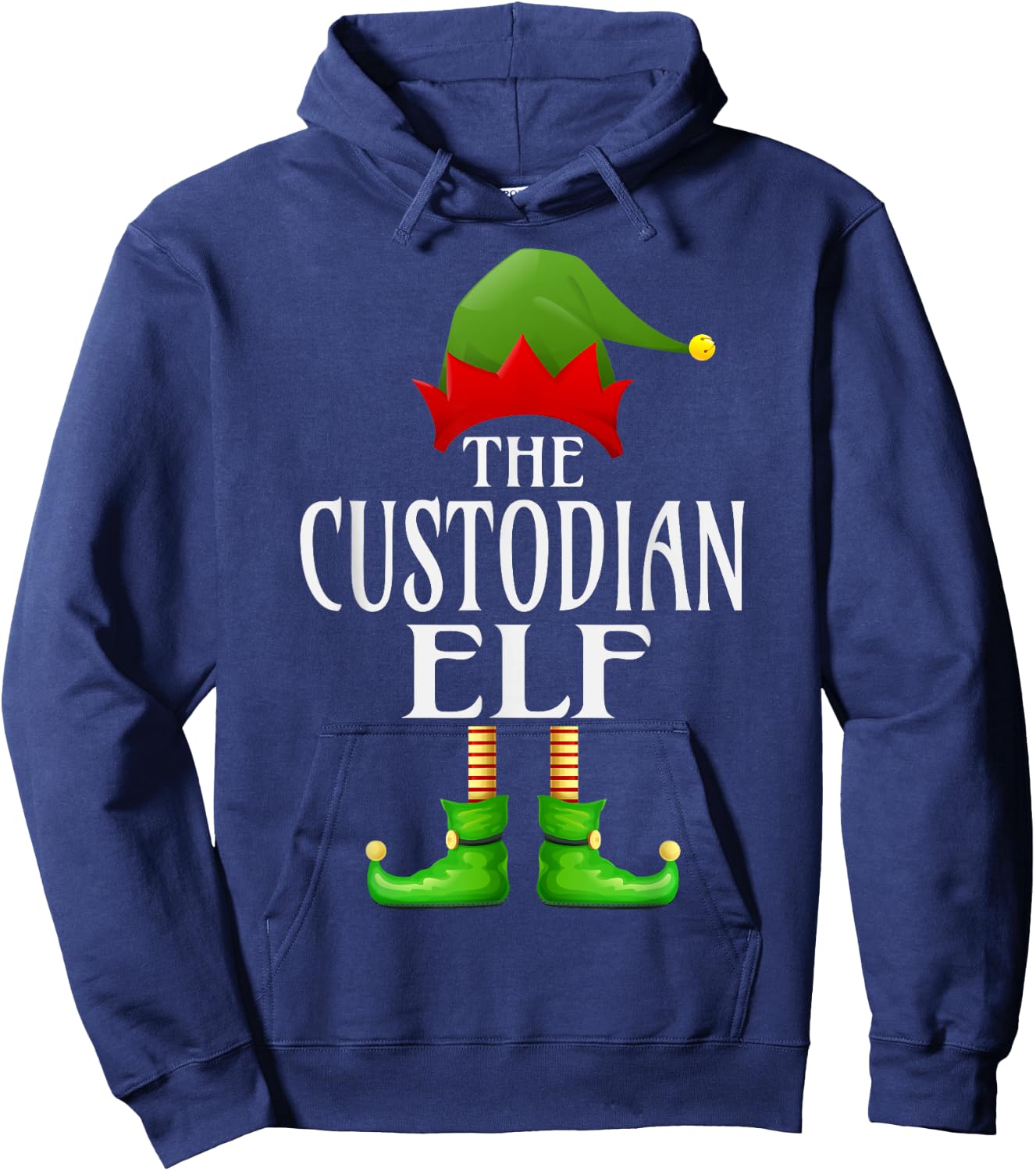 Custodian Elf Xmas Funny Family Matching Group Christmas Hoodie - Hoodie | Navy