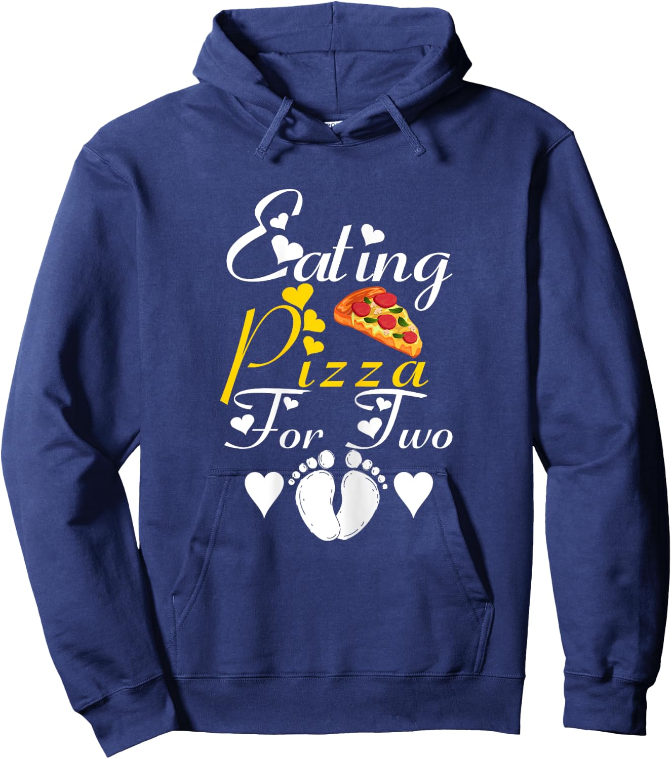 Eating Pizza For Two Funny Pregnancy Announcement Hoodie - Hoodie | Navy