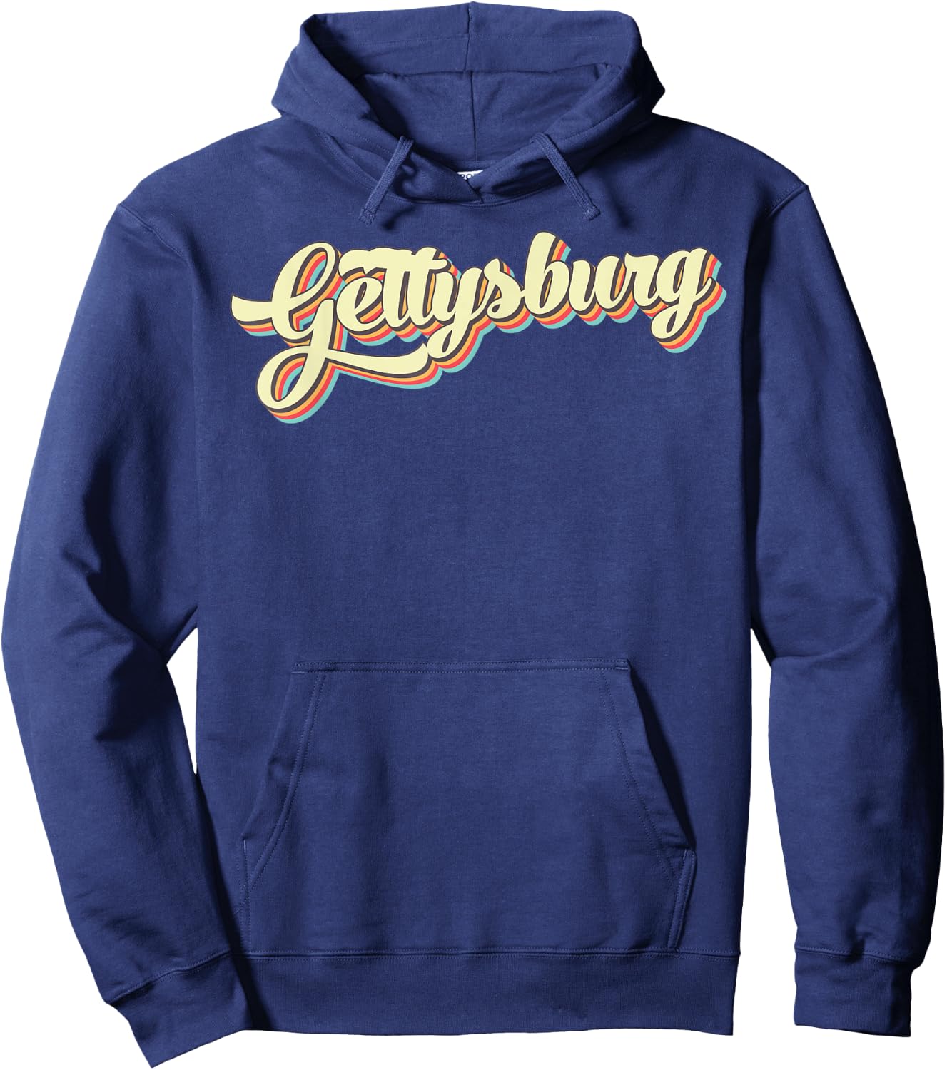 Gettysburg Retro Art Baseball Font Vintage Hoodie - Hoodie | Navy