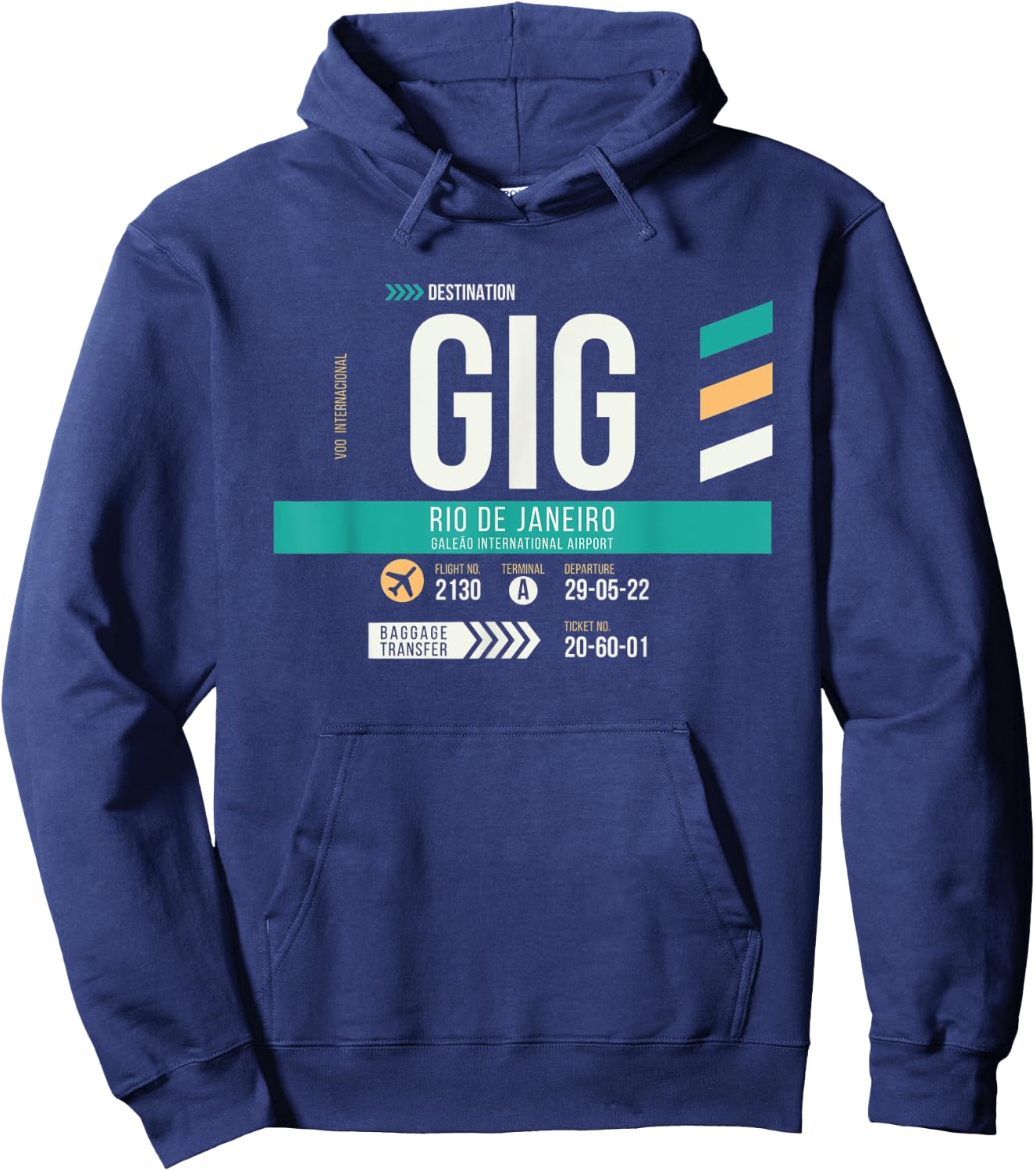 Vintage Rio GIG Airport Code Retro Travel Day Brazil Hoodie - Hoodie | Navy