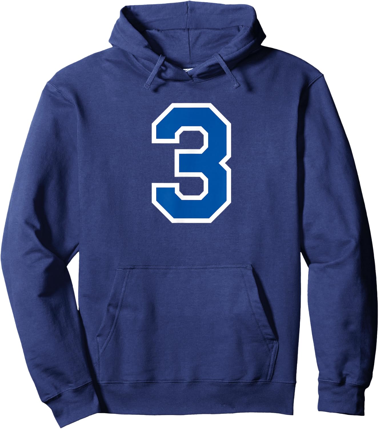 White Blue Sports Team Number #3 Hoodie - Hoodie | Navy