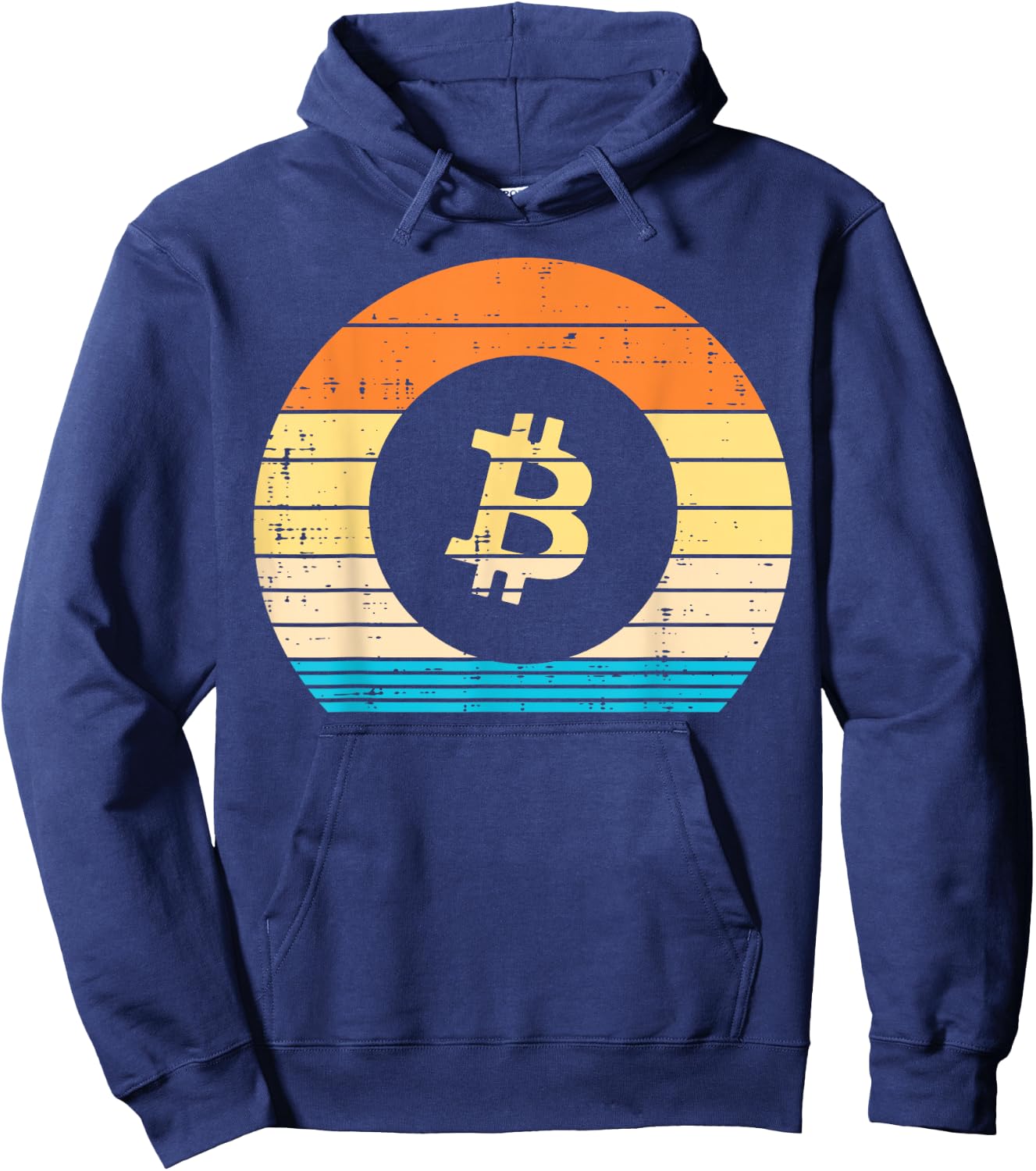 Bitcoin Sunset Retro BTC Crypto Cryptocurrency Men Women Hoodie - Hoodie | Navy
