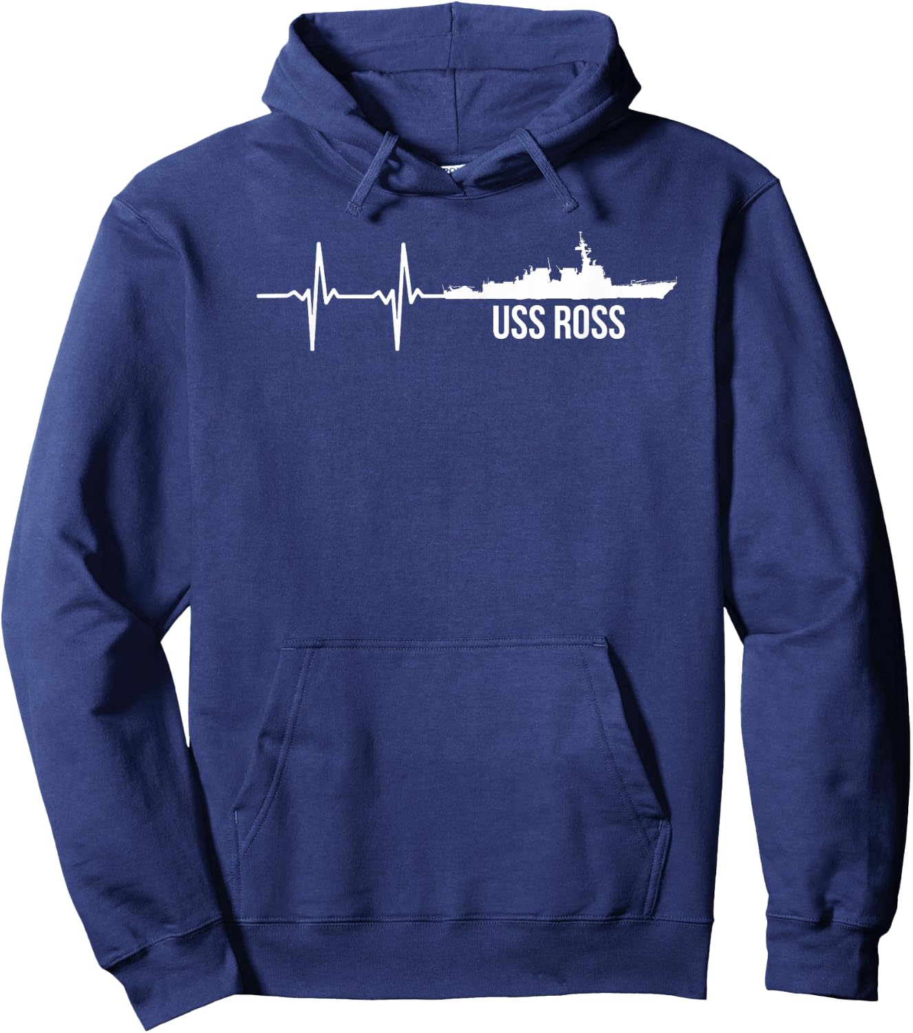 EKG Heartbeat USS Ross DDG-71 Destroyer Hoodie - Hoodie | Navy