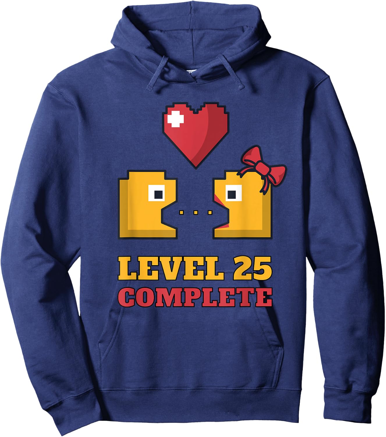 Funny Gamers Level 25 Complete 25th Wedding Anniversary Hoodie - Hoodie | Navy