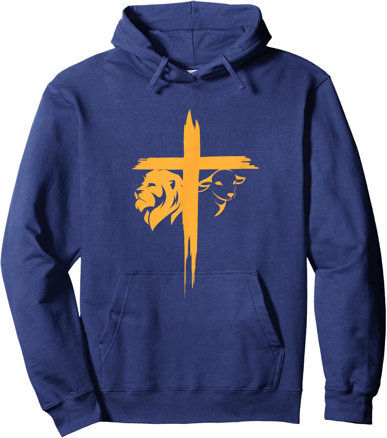 Lion and Lamb Cross Christian Hoodie - Hoodie | Navy