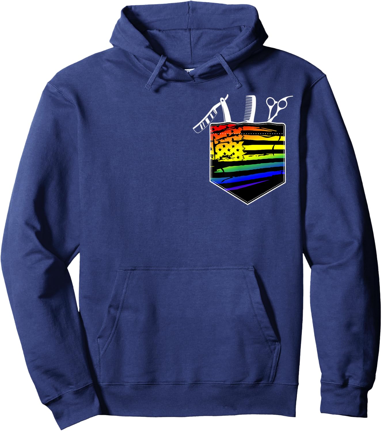 Gay Pride Hairstylists Rainbow Pocket Gay Hairdresser Hoodie - Hoodie | Navy