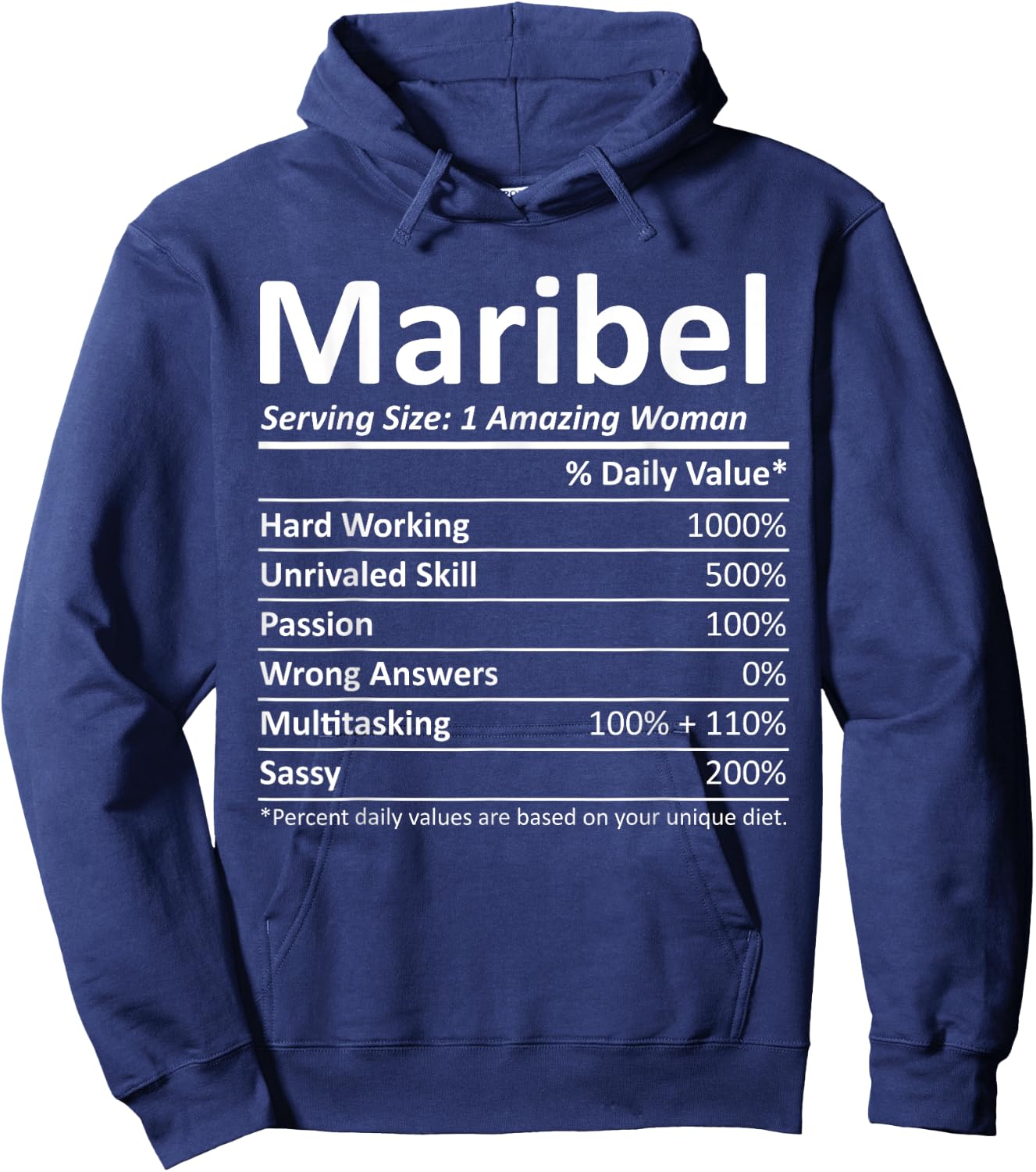MARIBEL Nutrition Personalized Name Funny Christmas Gift Hoodie - Hoodie | Navy