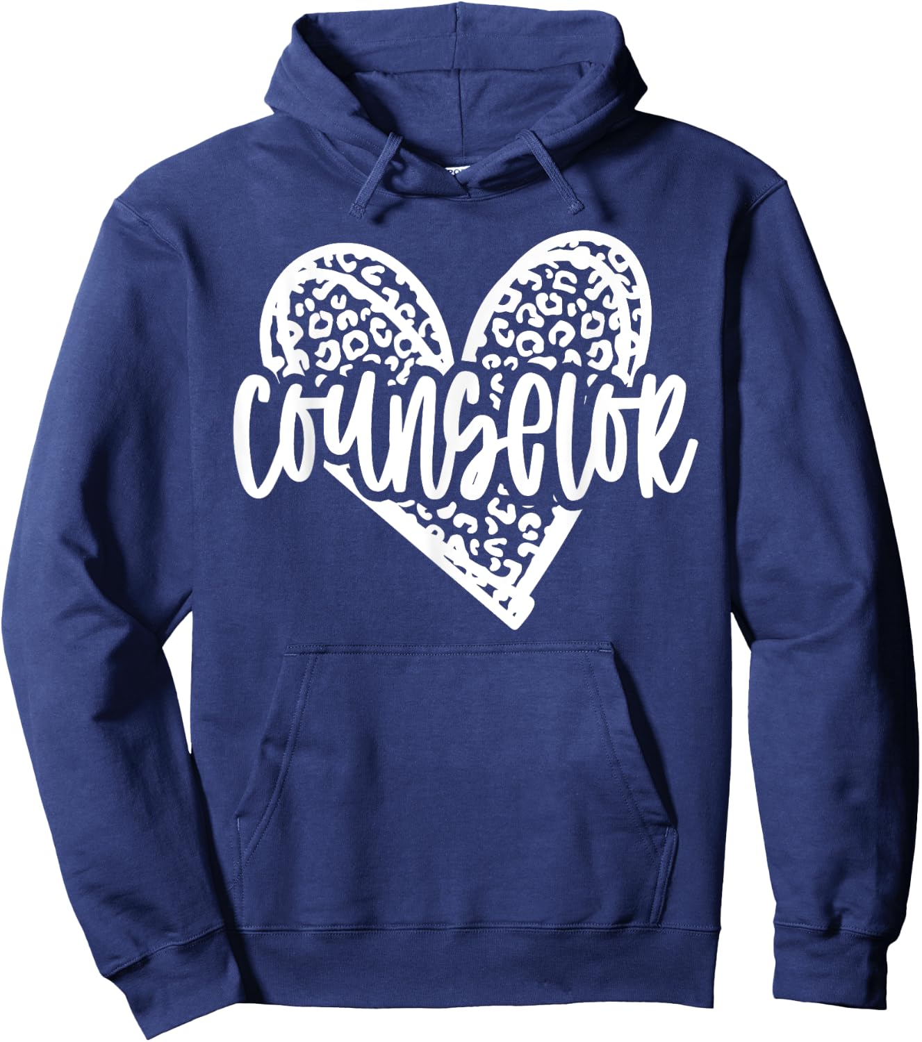 School Counselor Leopard Heart Schools Guidance Counseling Hoodie - Hoodie | Navy