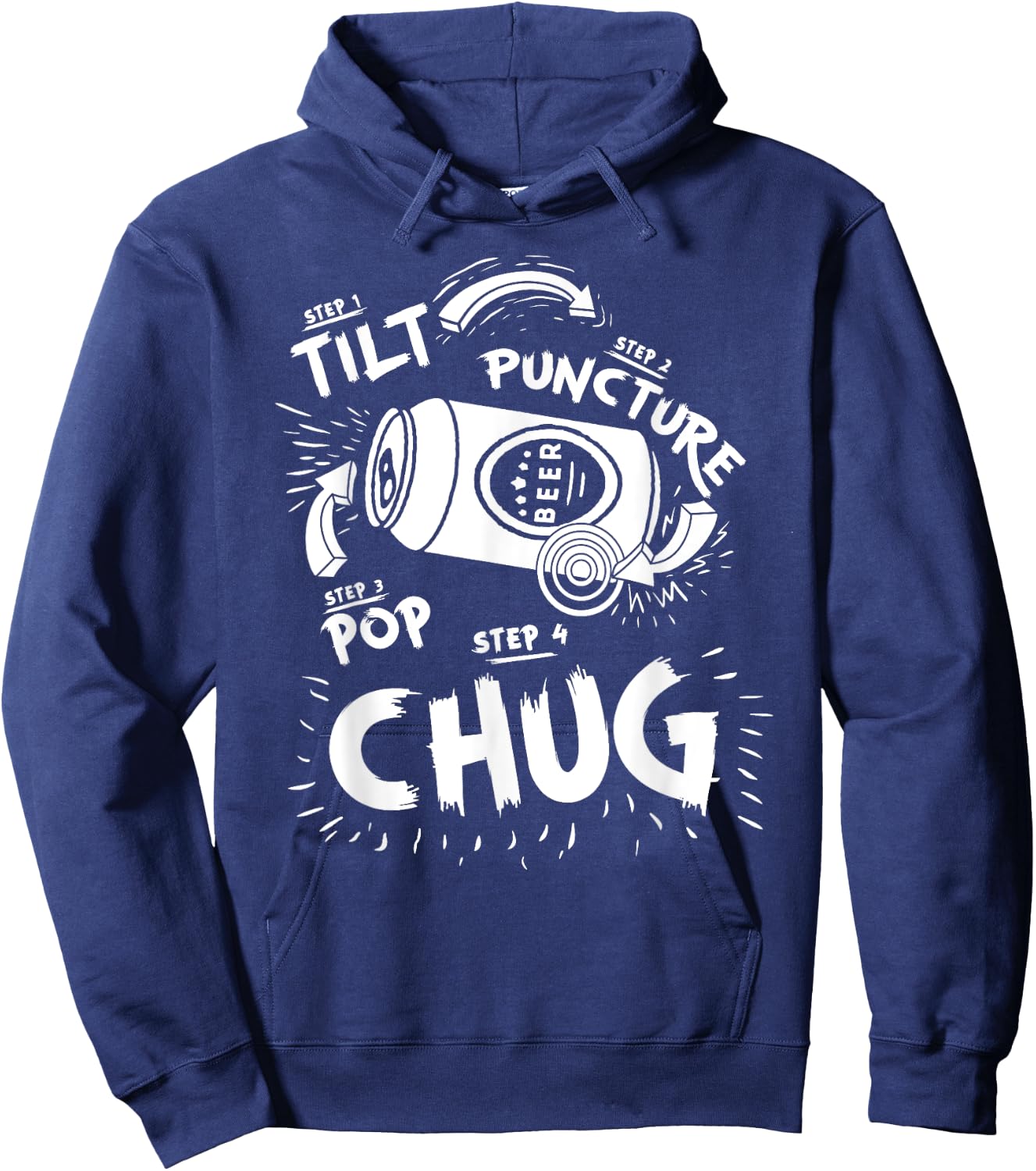 Tilt Puncture Pop Chug Funny Shotgun Beer Basics Diagram Hoodie - Hoodie | Navy