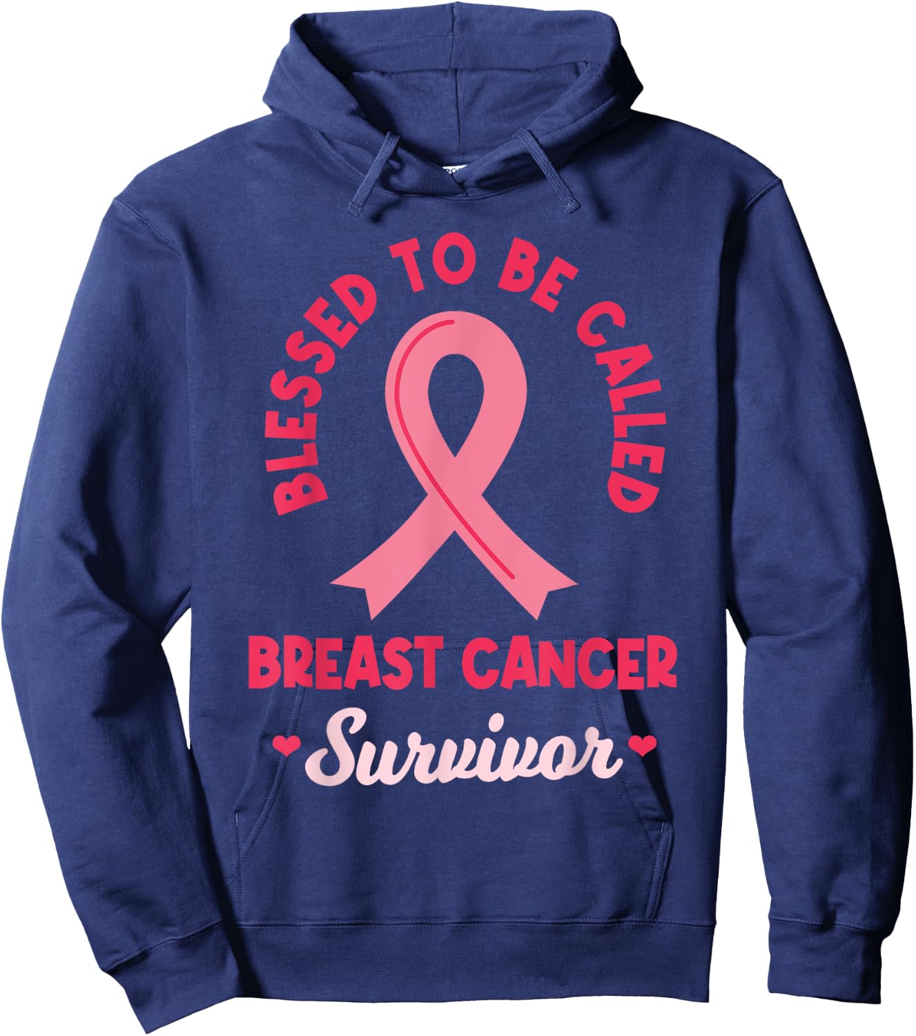 Breast Cancer Survivor Warrior Pink Ribbon Awareness Month Hoodie - Hoodie | Navy