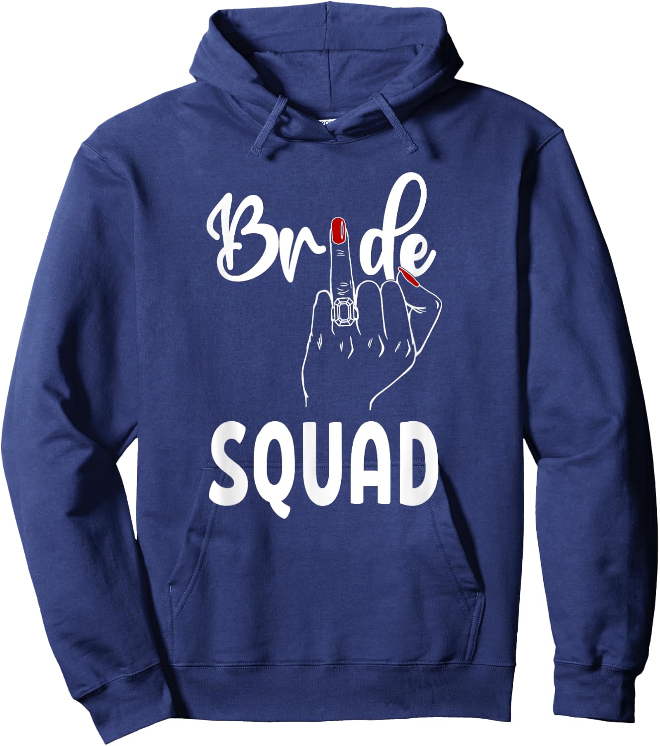 Cute Wedding Bridesmaid Bachelorette Finger Ring Bride Squad Hoodie - Hoodie | Navy