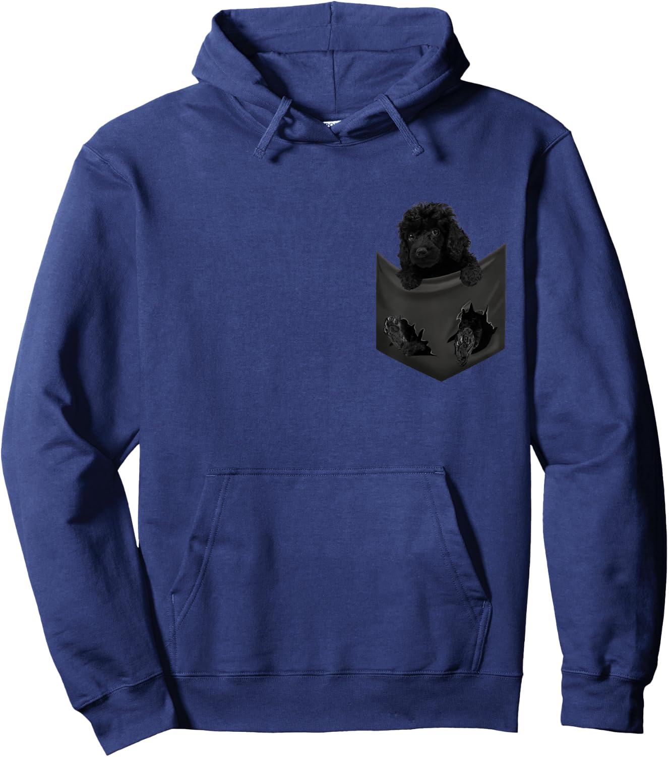 Black Poodle Dog In Pocket Men Women Girls Kids Hoodie - Hoodie | Navy
