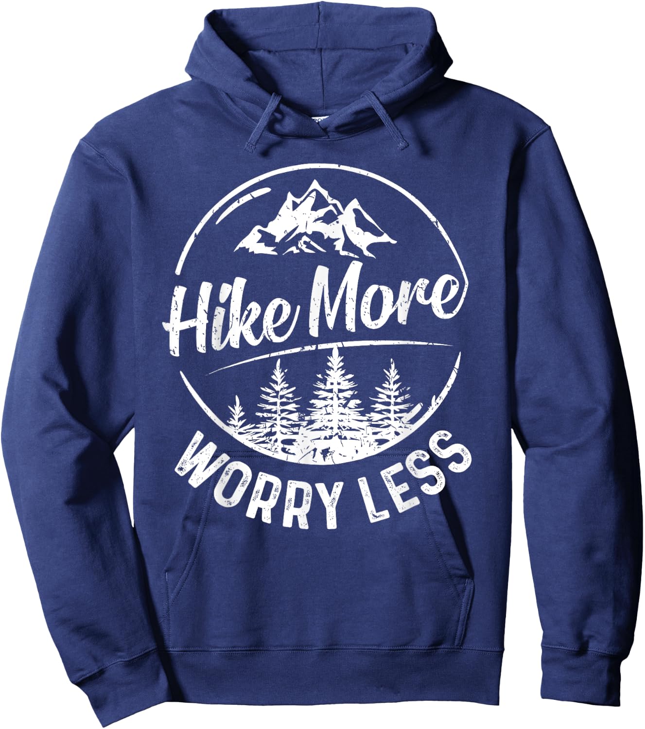 Hike More Worry Less Shirt Funny Hiking Camping Lovers Hiker Hoodie - Hoodie | Navy