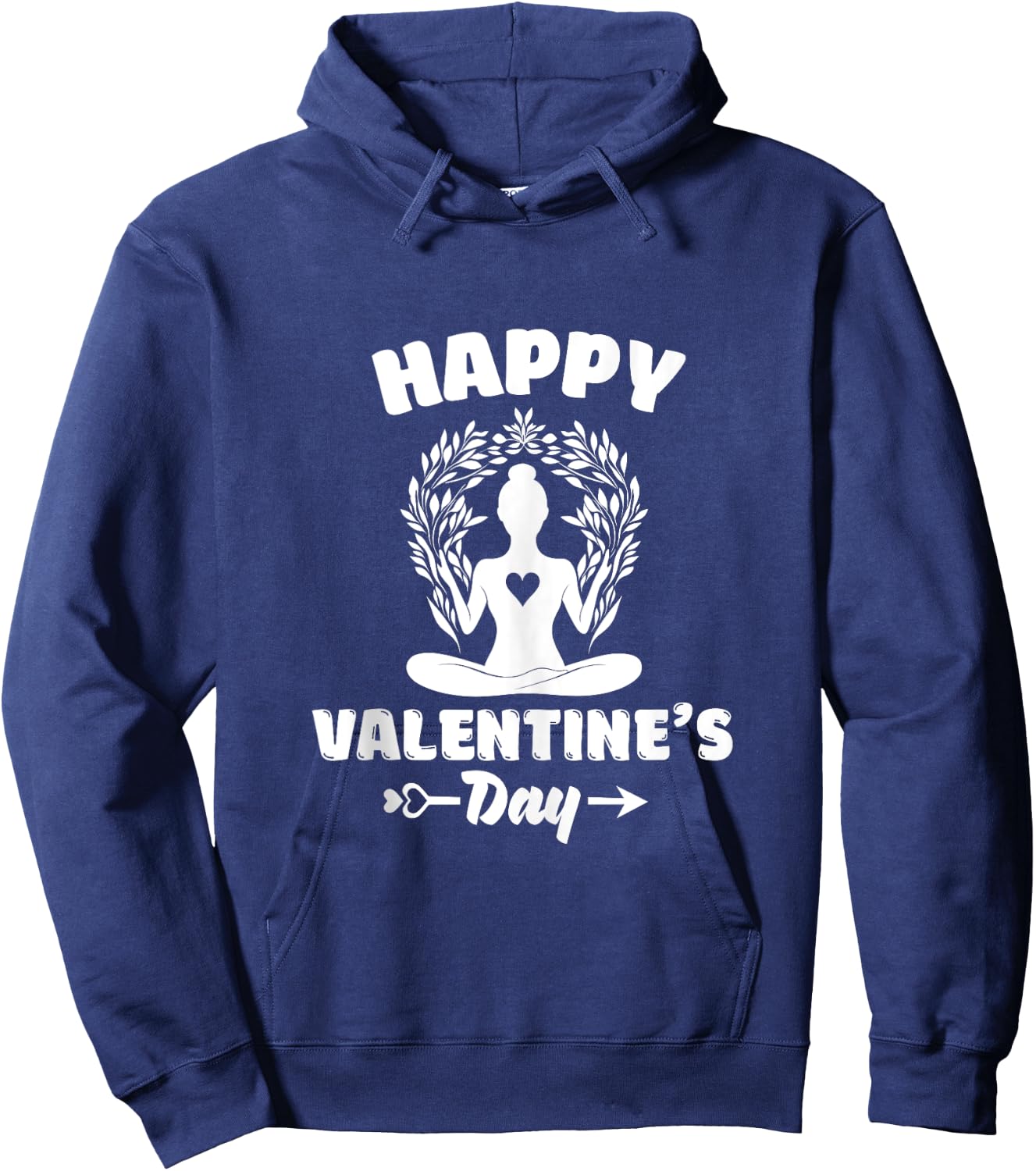 Happy Valentines Day Yoga Namaste Sukhasana Hearts Hoodie - Hoodie | Navy