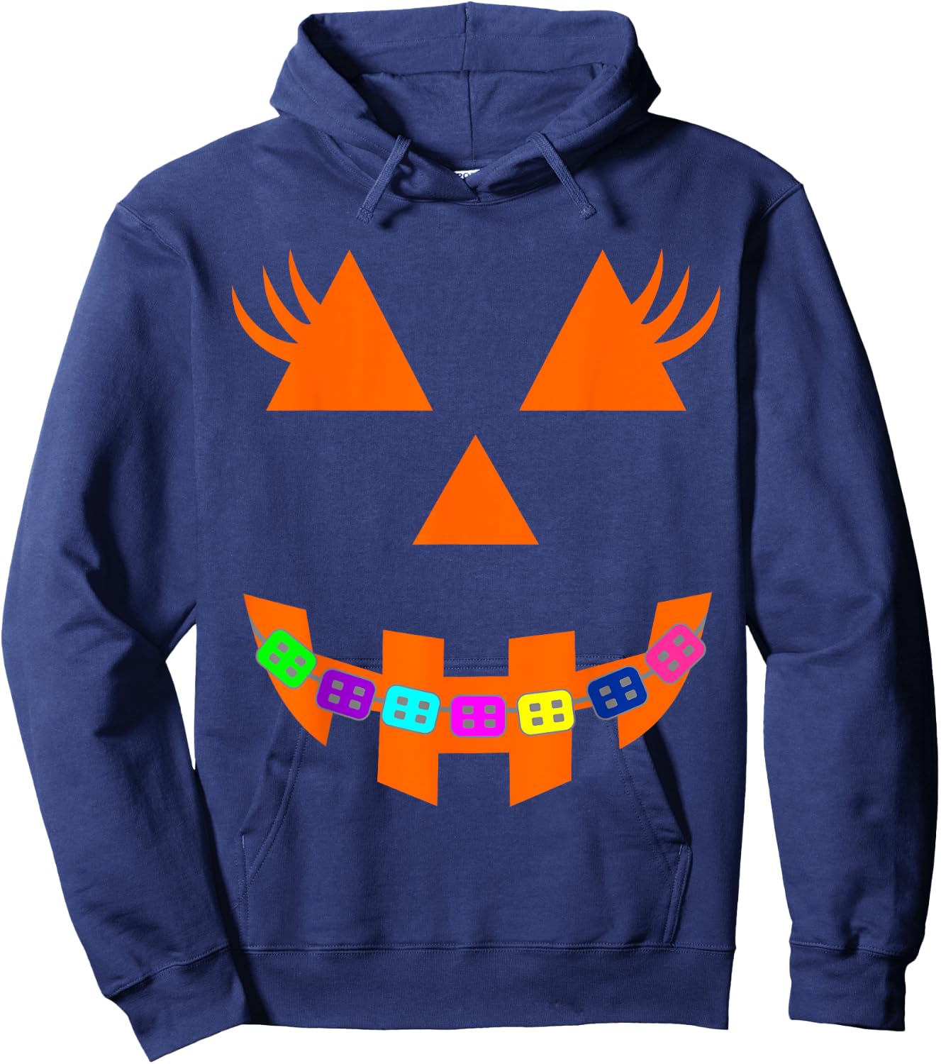 Halloween Pumpkin Face with Braces Orthodontist Costume Kids Hoodie - Hoodie | Navy