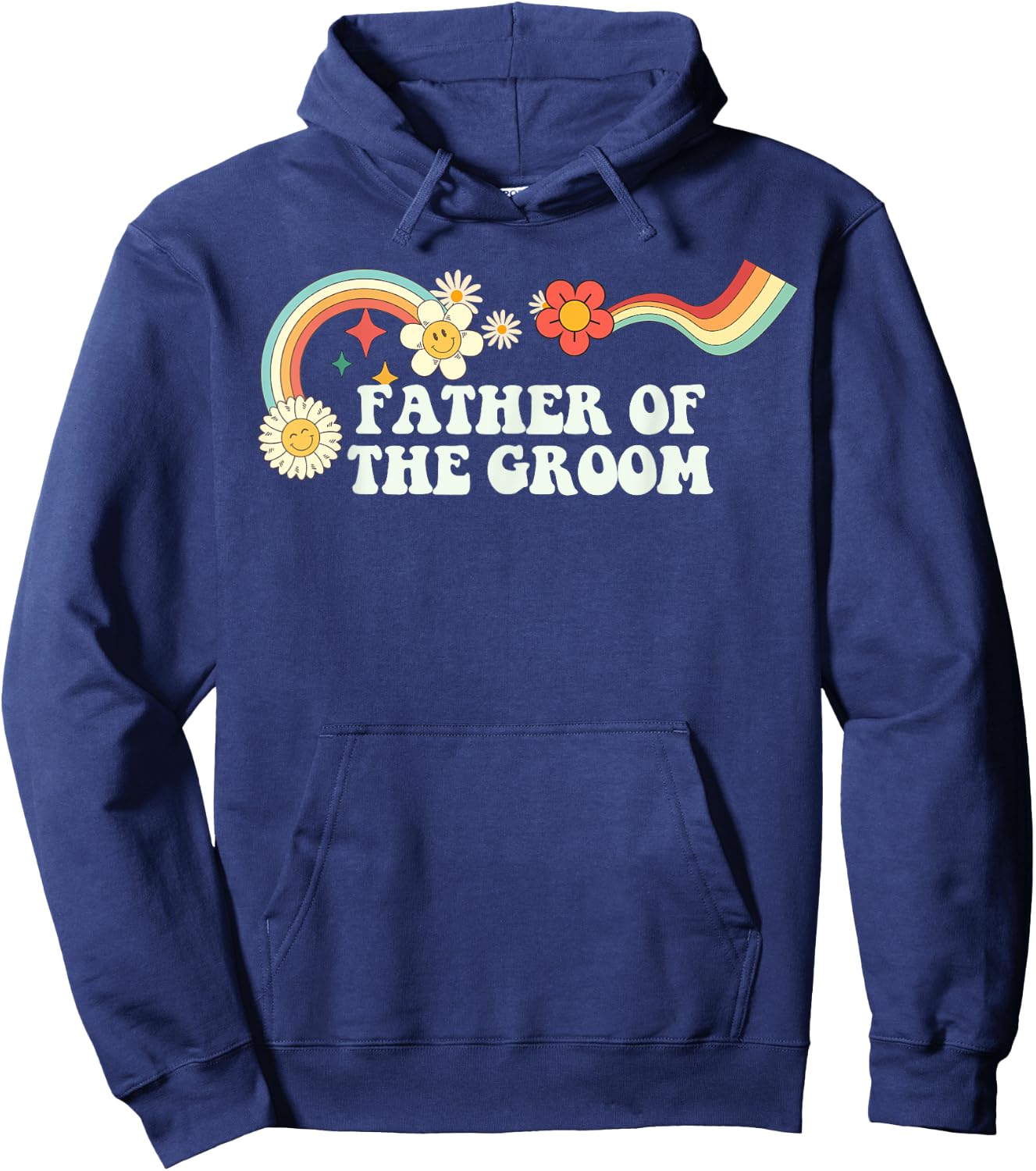 Groovy Script Funny Father of the Groom, Retro Quote Hoodie - Hoodie | Navy