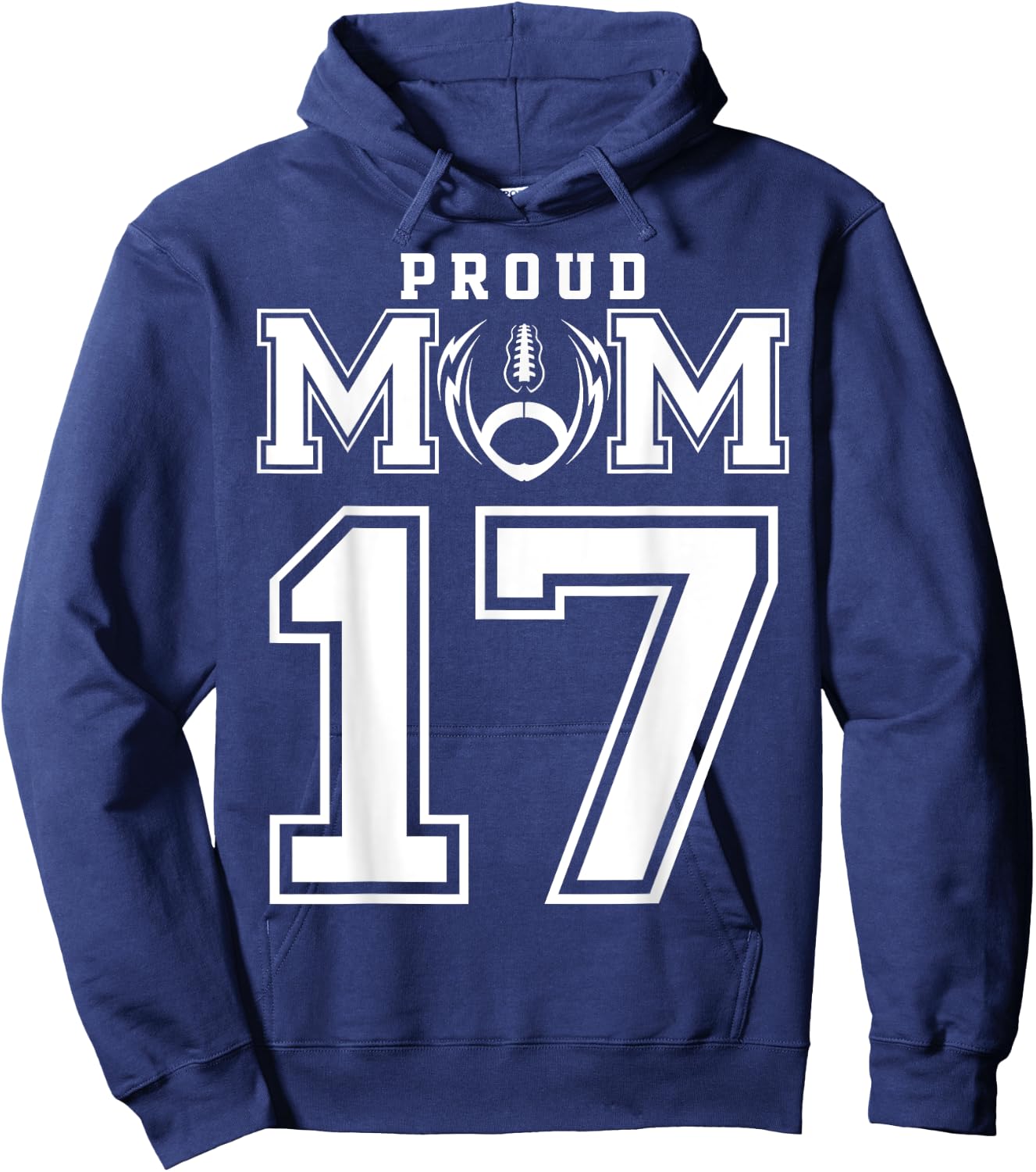 Custom Proud Football Mom Number 17 Personalized Hoodie - Hoodie | Navy