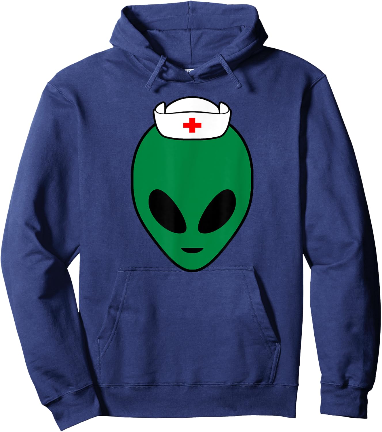Cool Green Alien Head With Nurse's Hat Funny - Nurse Alien Hoodie - Hoodie | Navy