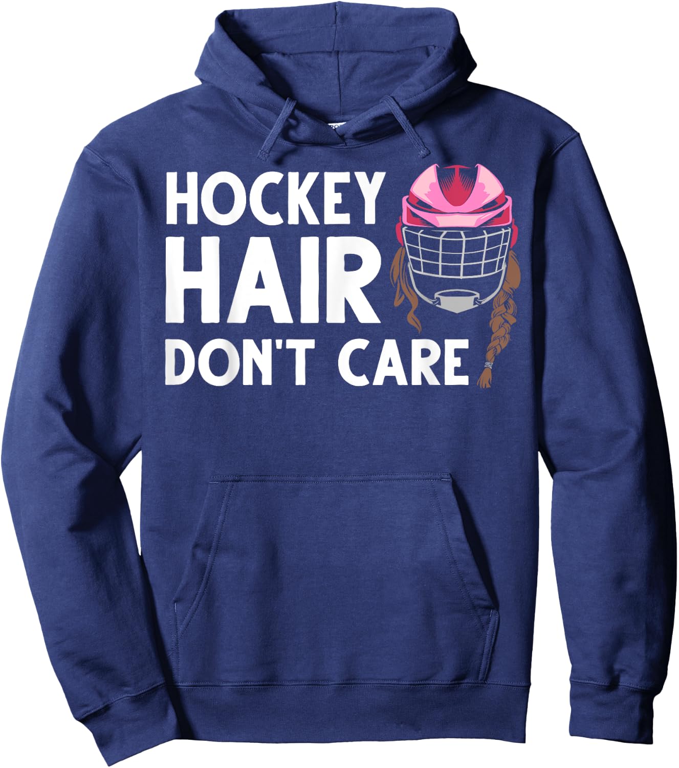 Funny Ice Hockey Girls Field Hockey Helmet Hair Hoodie - Hoodie | Navy