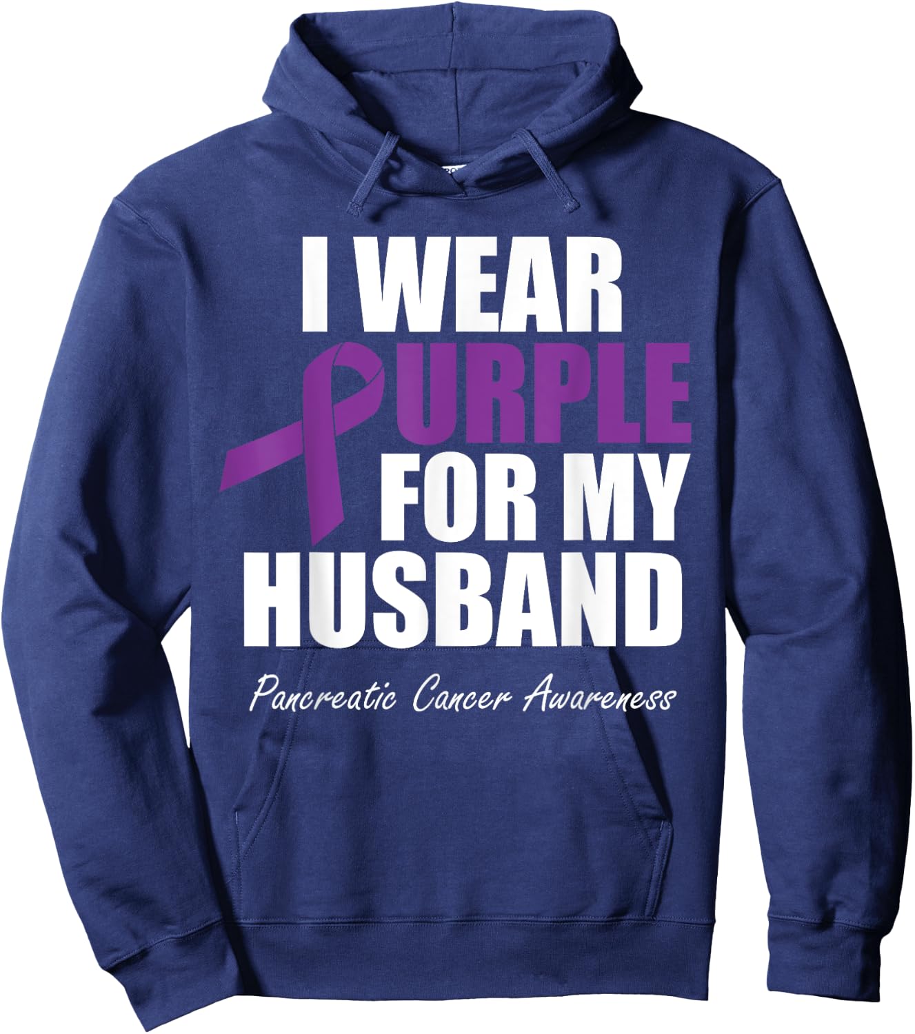 Pancreatic Cancer Awareness I Wear Purple For My Husband Hoodie - Hoodie | Navy