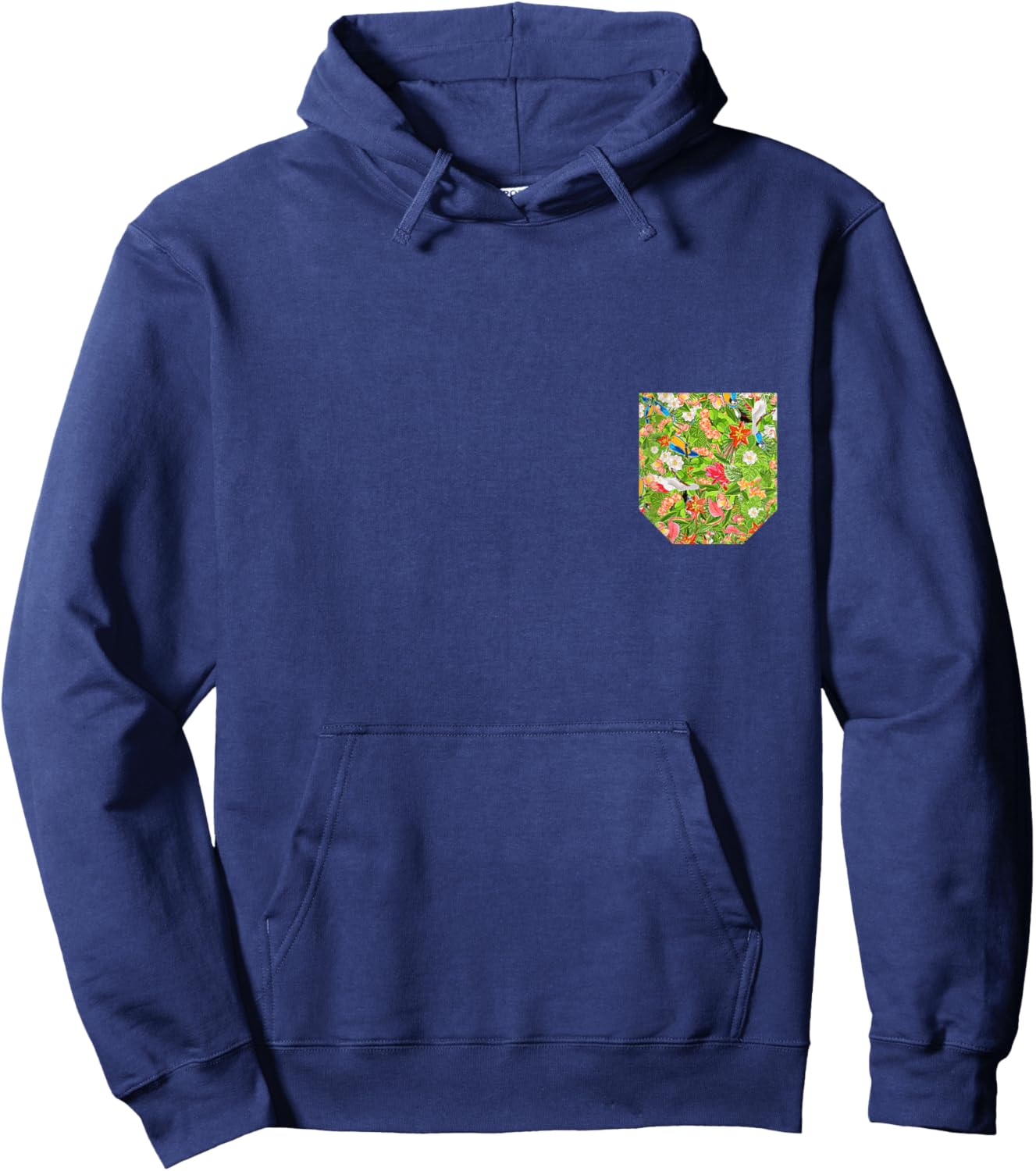Pocket | Tropical Bird Hawaiian Theme Hoodie - Hoodie | Navy