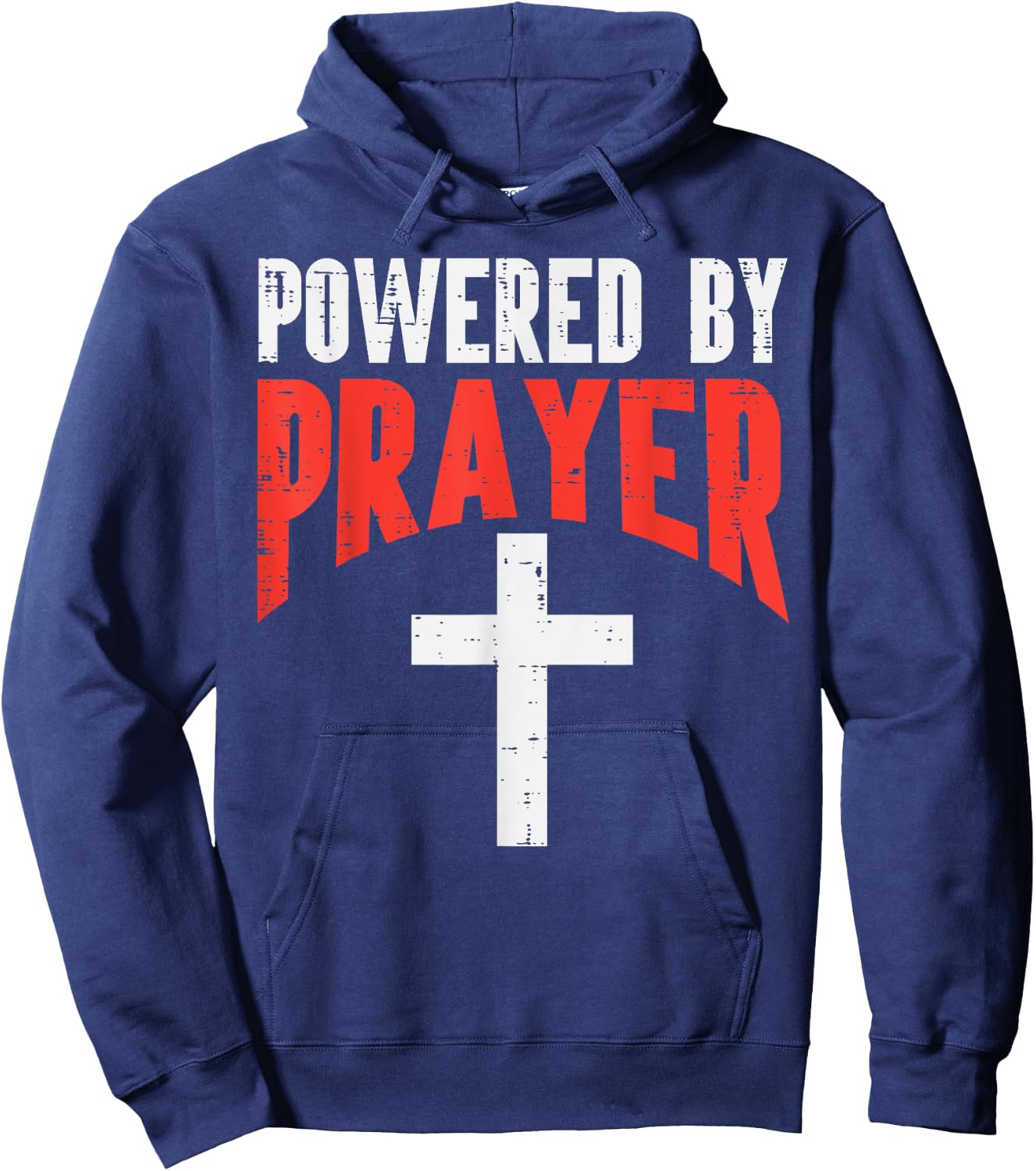 Powered By Prayer Cross God Jesus Christian Men Women Kids Hoodie - Hoodie | Navy