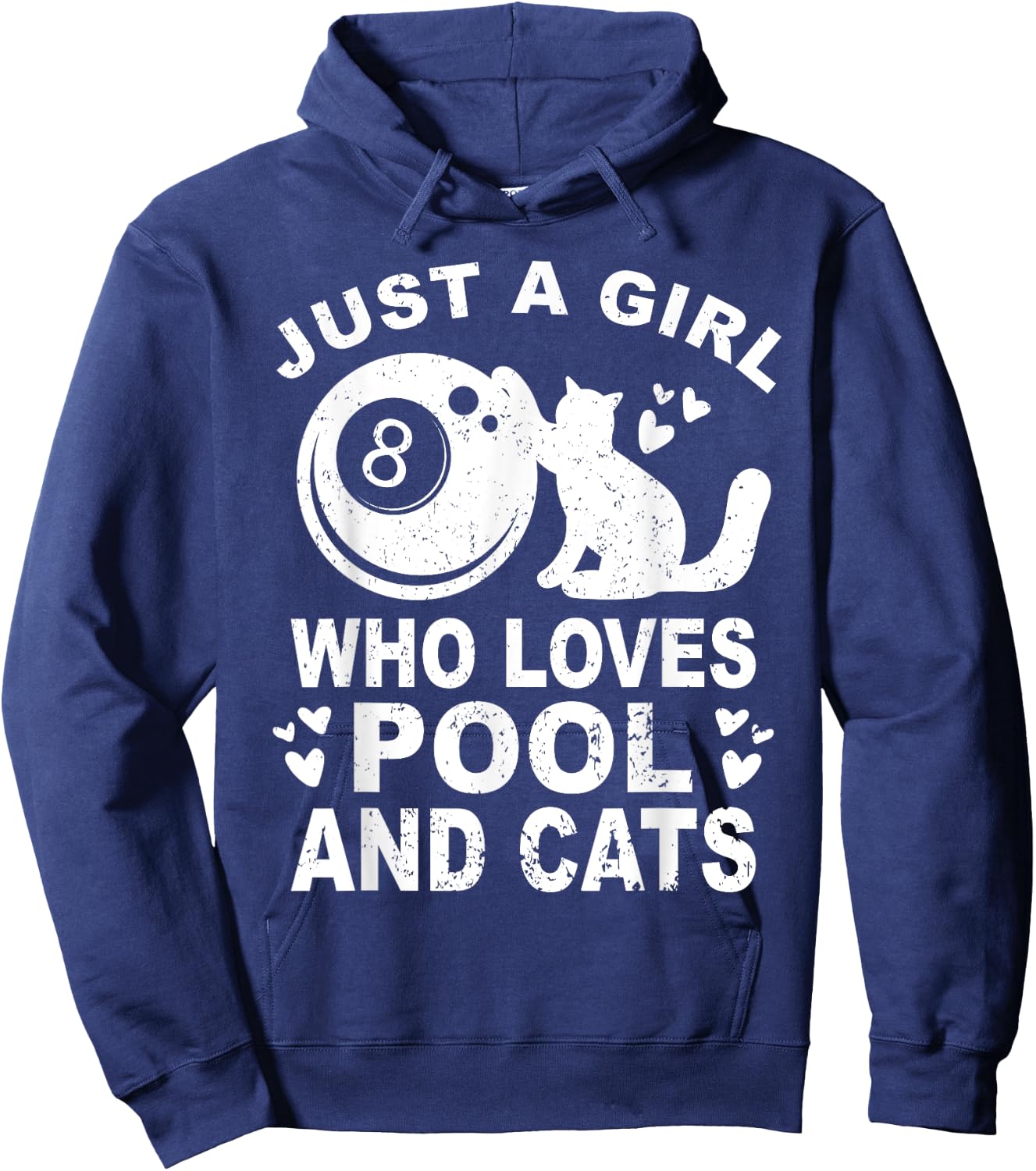 Just A Girl Who Loves Billiard And Cats - Pool Billiards Hoodie - Hoodie | Navy