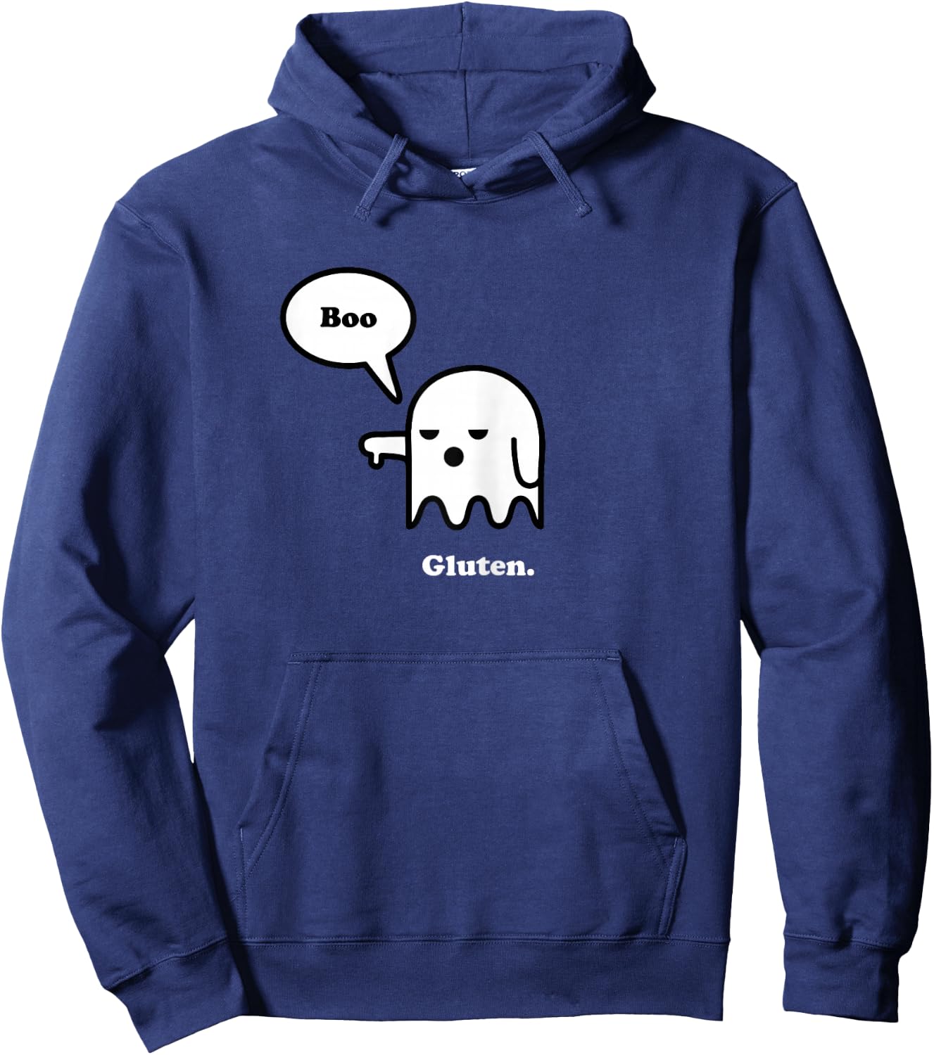 Funny Gluten Free Shirts, Halloween Ghost Boo, I Hate Gluten Hoodie - Hoodie | Navy