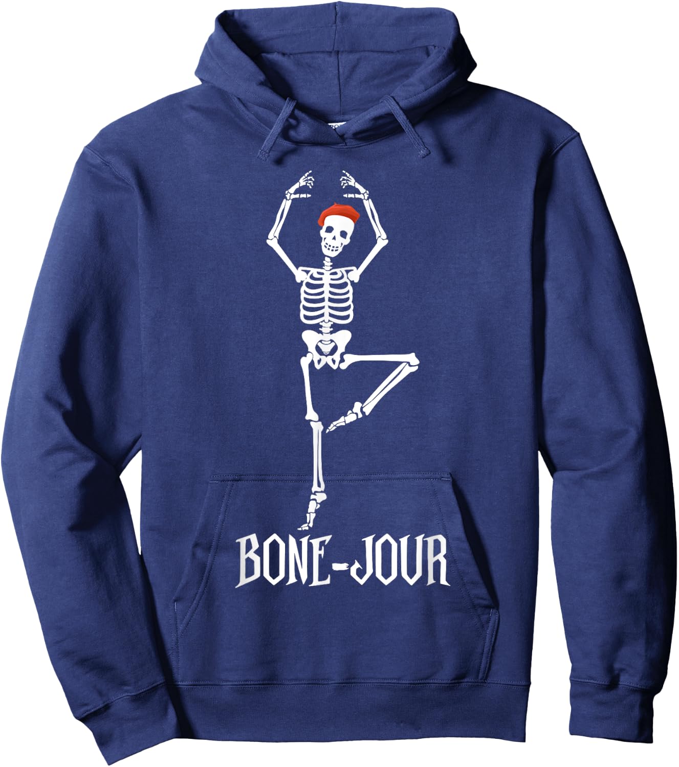 Bone-jour Skeleton French Halloween Costume Hoodie - Hoodie | Navy