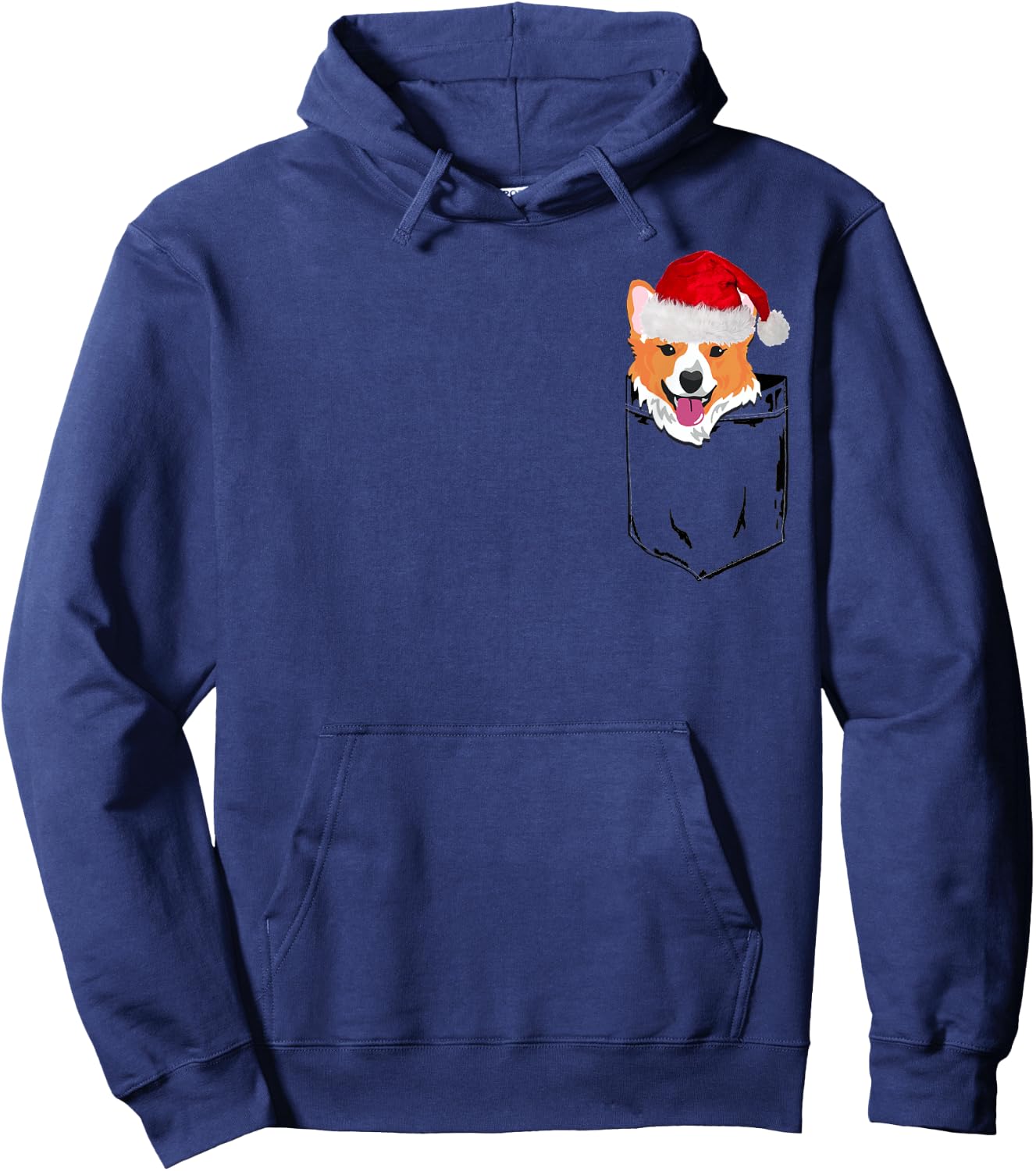 Corgi Santa Christmas Shirt Pocket Dog Funny Xmas Hoodie - Hoodie | Navy