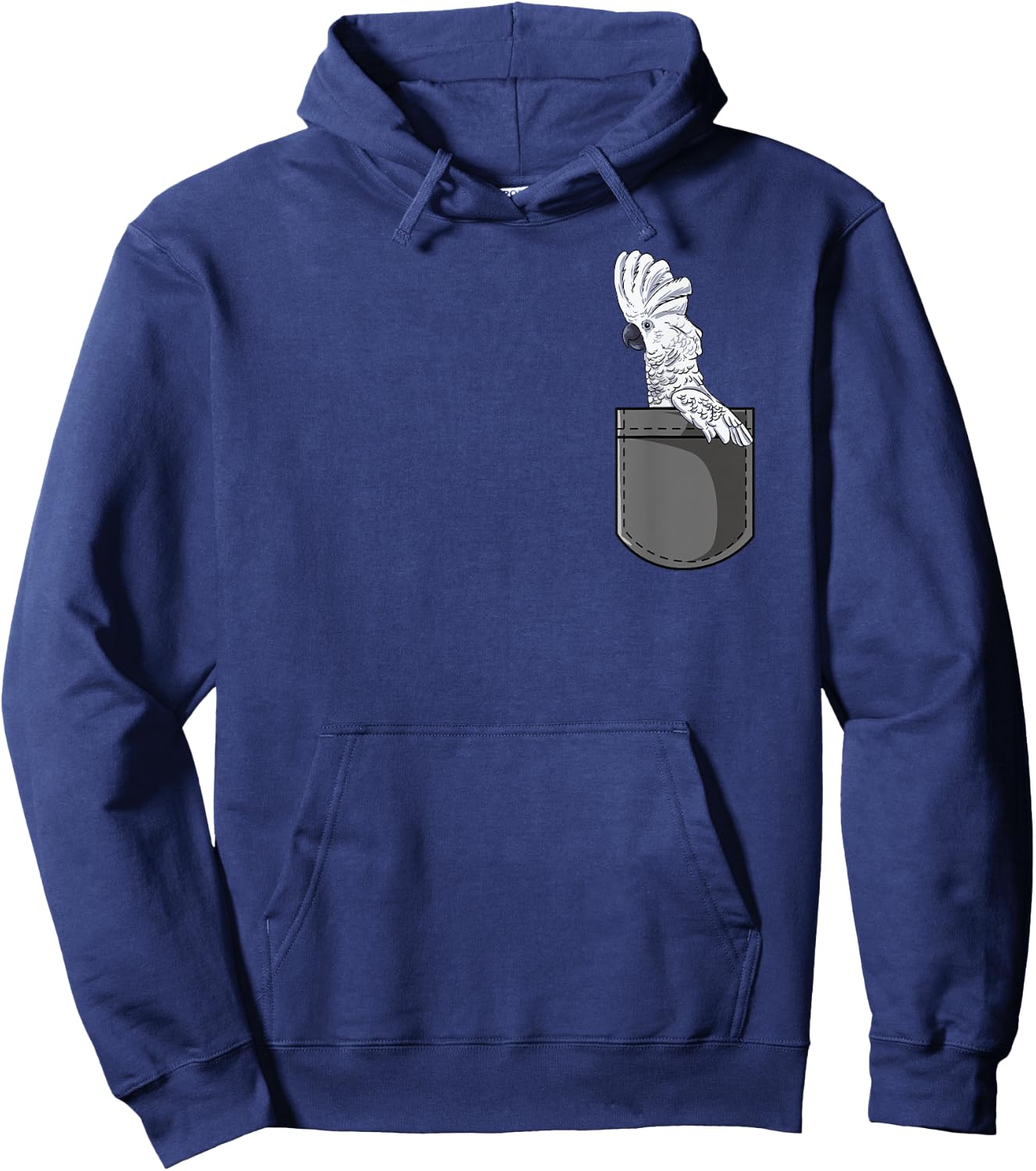 Funz Feather Co. Cockatoo Gift - Black Short Sleeve Classic Fit Cotton Polyester - Small - Modern Bird Themed - Women's, Girls' - Vacation, Birthday - Adults, Women Hoodie - Hoodie | Navy
