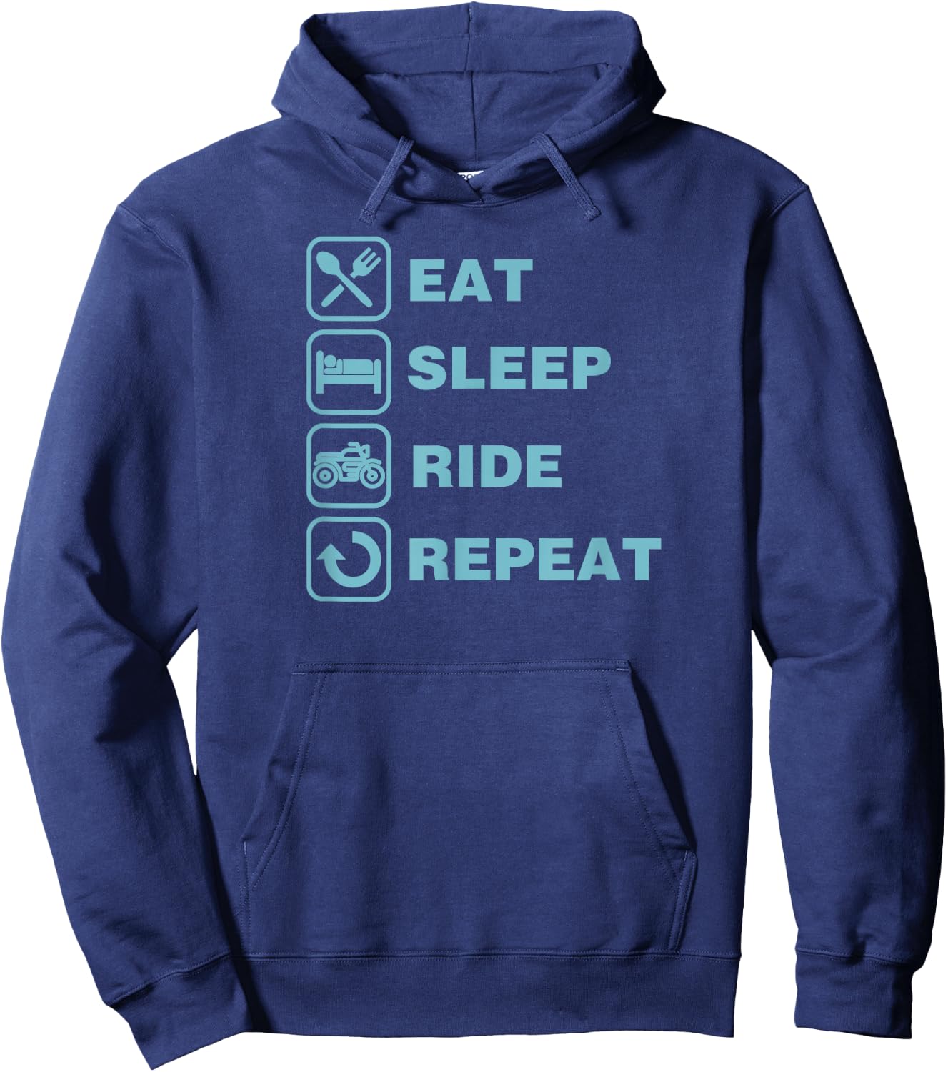 Eat Sleep Ride Repeat Motorcycle Biker Hoodie - Hoodie | Navy