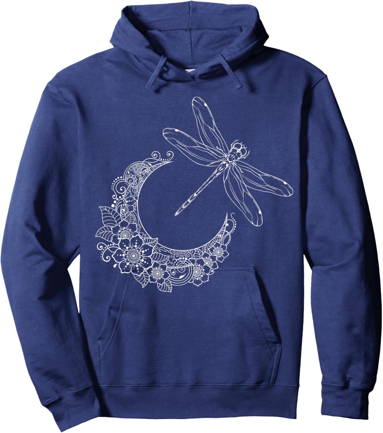 Floral Moon Nature Insect Animal Gift Night Dragonfly Hoodie - Hoodie | Navy