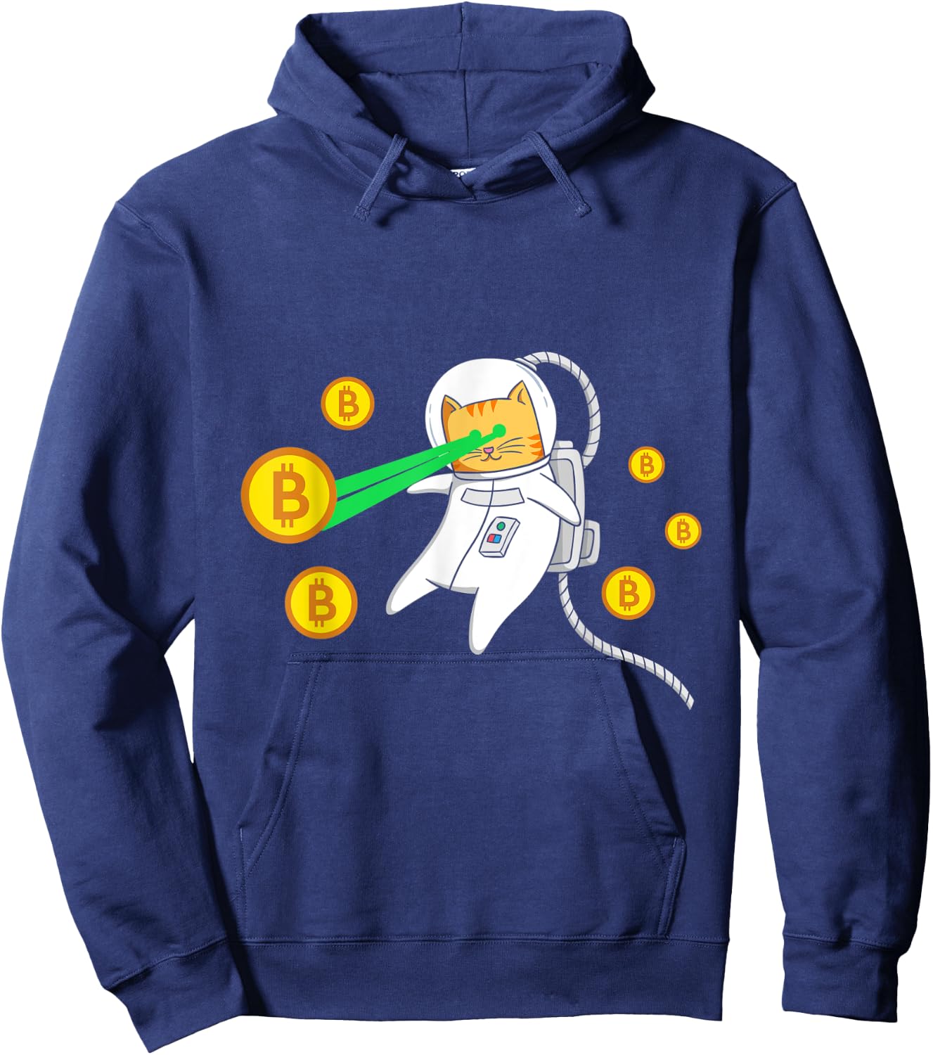 Space Astronaut Cat Bitcoin Laser Eyes Cryptocurrency BTC Women Hoodie - Hoodie | Navy