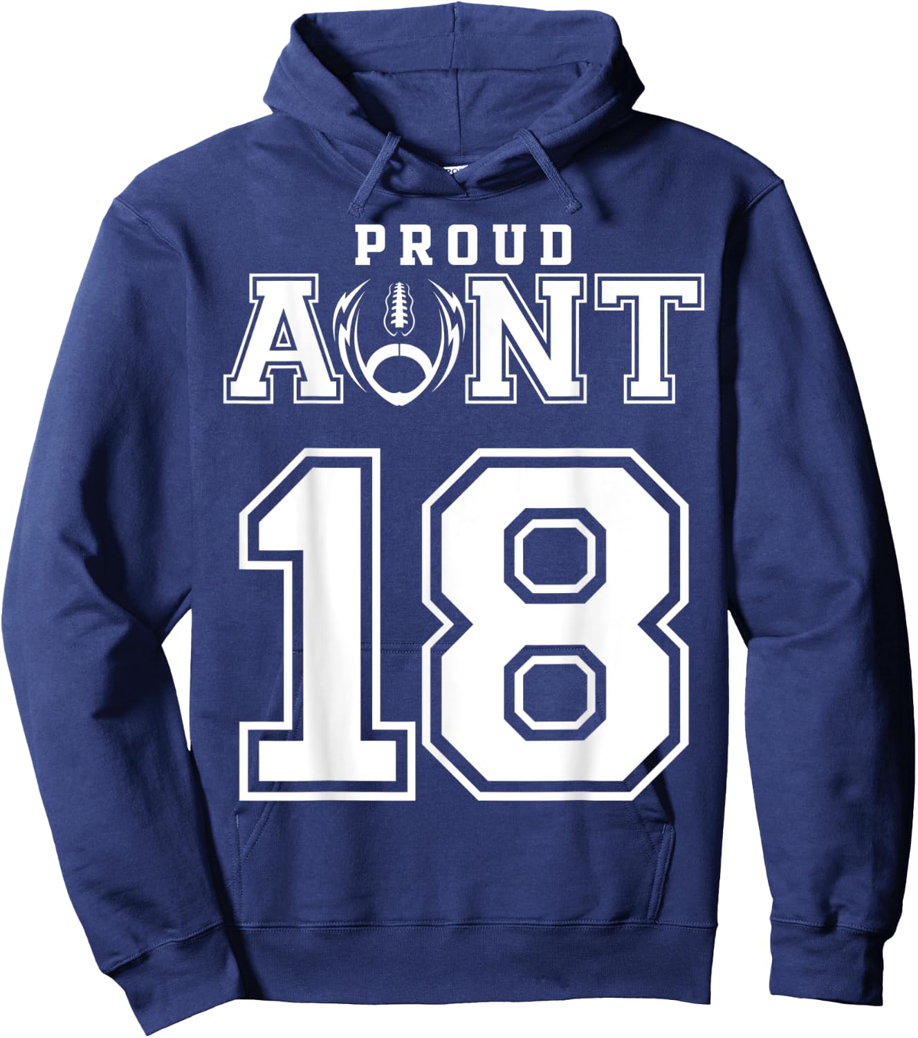 Custom Proud Football Aunt Number 18 Personalized Hoodie - Hoodie | Navy
