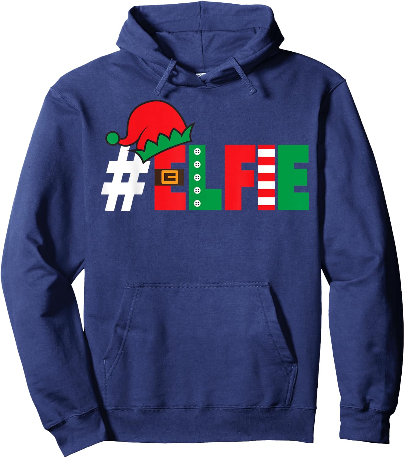 #Elfie Funny Christmas Elfie Elf Selfie Picture Holiday Pun Hoodie - Hoodie | Navy