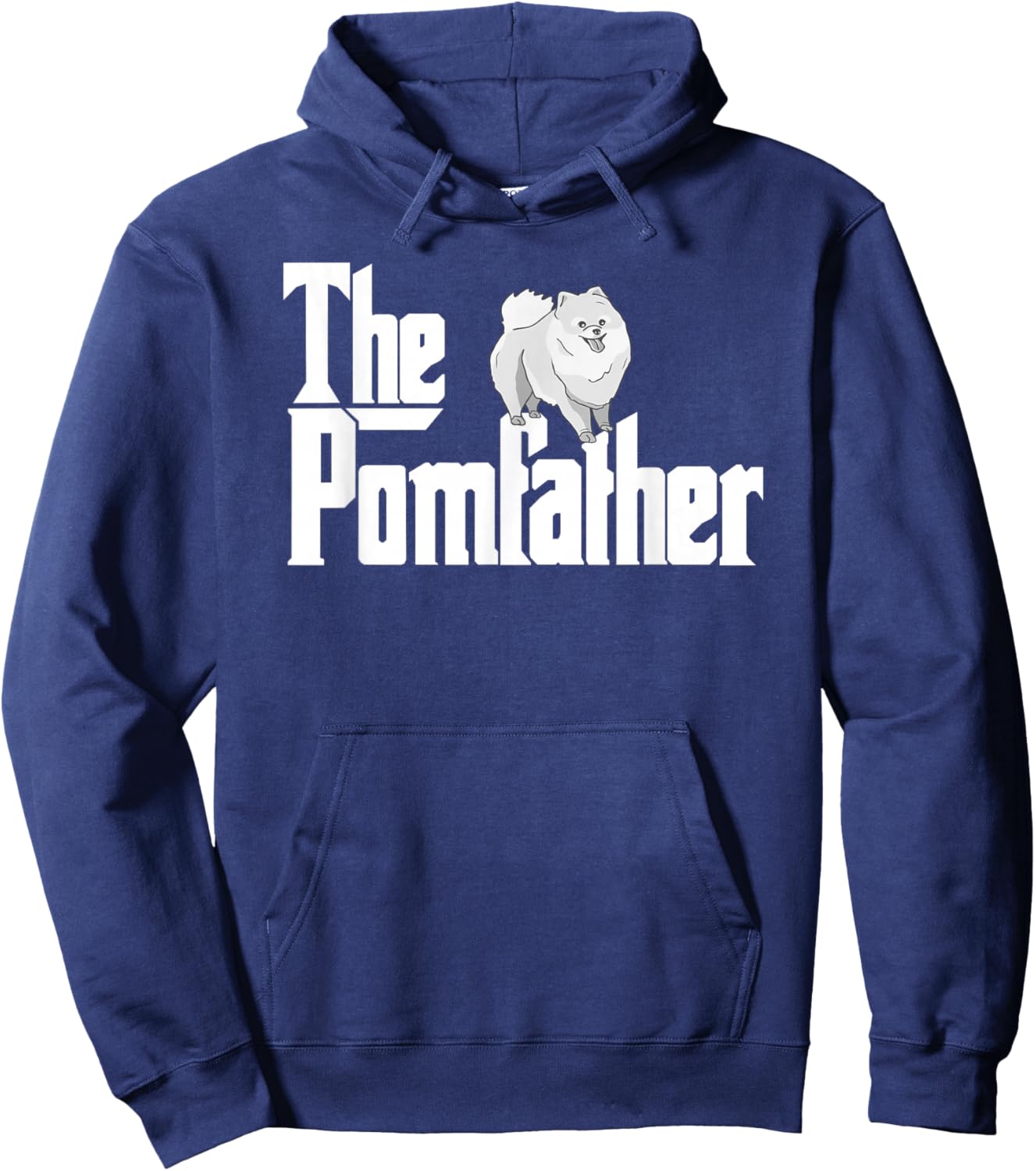 The Pomfather - Pom Father Funny Dog Papa Pomeranian Hoodie - Hoodie | Navy