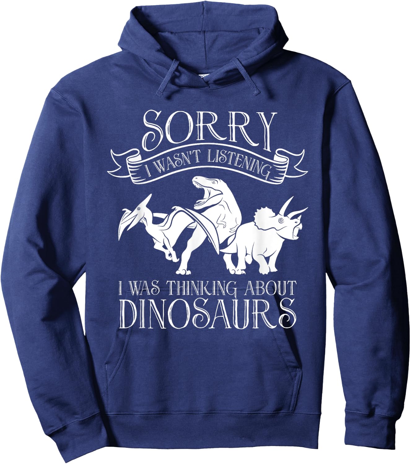 I Was Thinking About Dinosaurs - Reptile Adult Dinosaur Hoodie - Hoodie | Navy