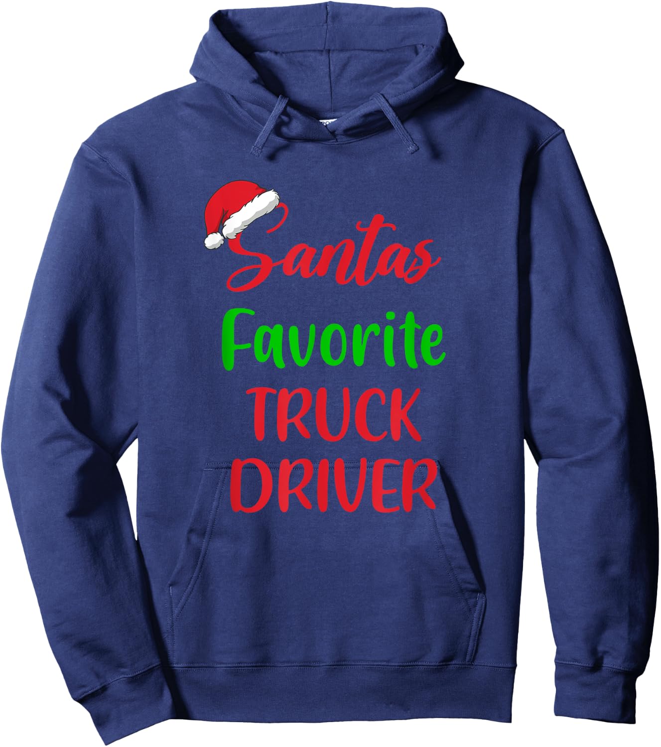 Santa’s Favorite Truck Driver Pajama Christmas Xmas Hoodie - Hoodie | Navy