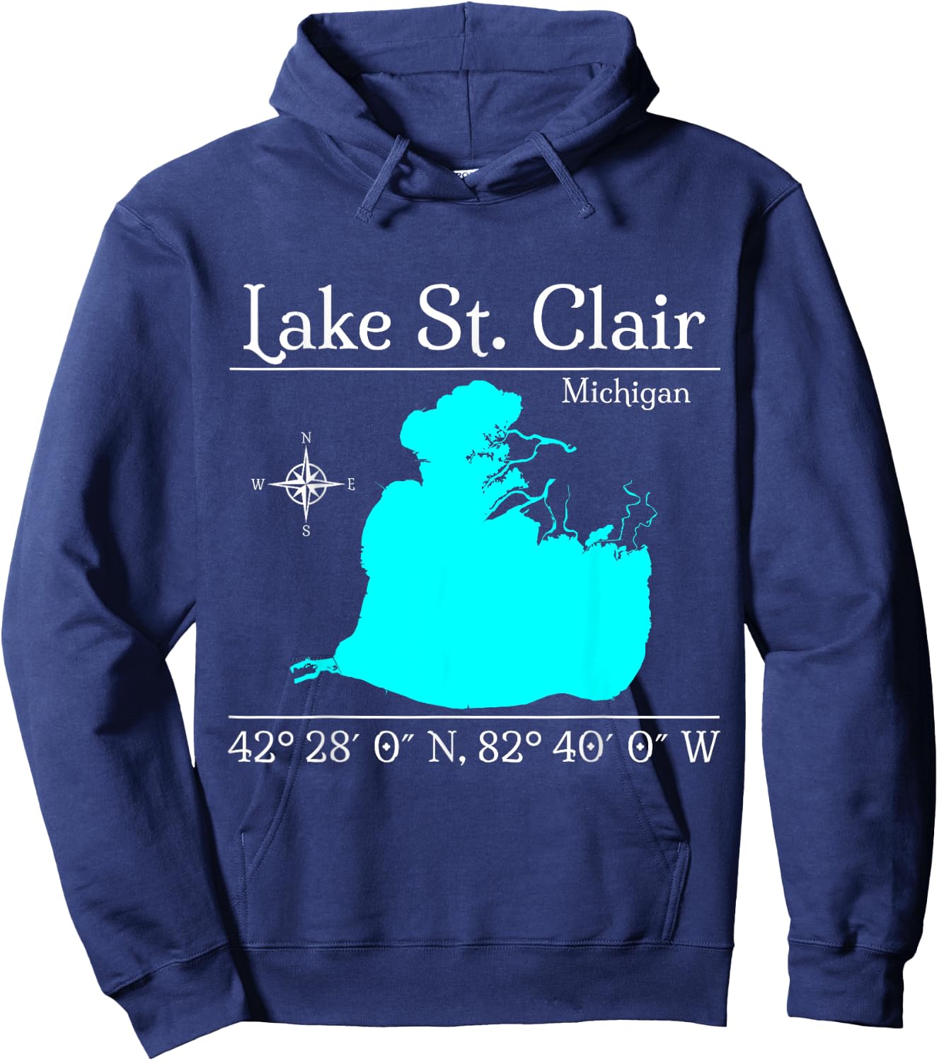 Lake St. Clair, Michigan Hoodie - Hoodie | Navy