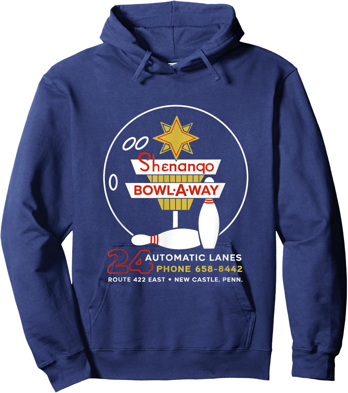 Shenango Bowl-a-Way New Castle, PA Vintage Bowling Alley Hoodie - Hoodie | Navy