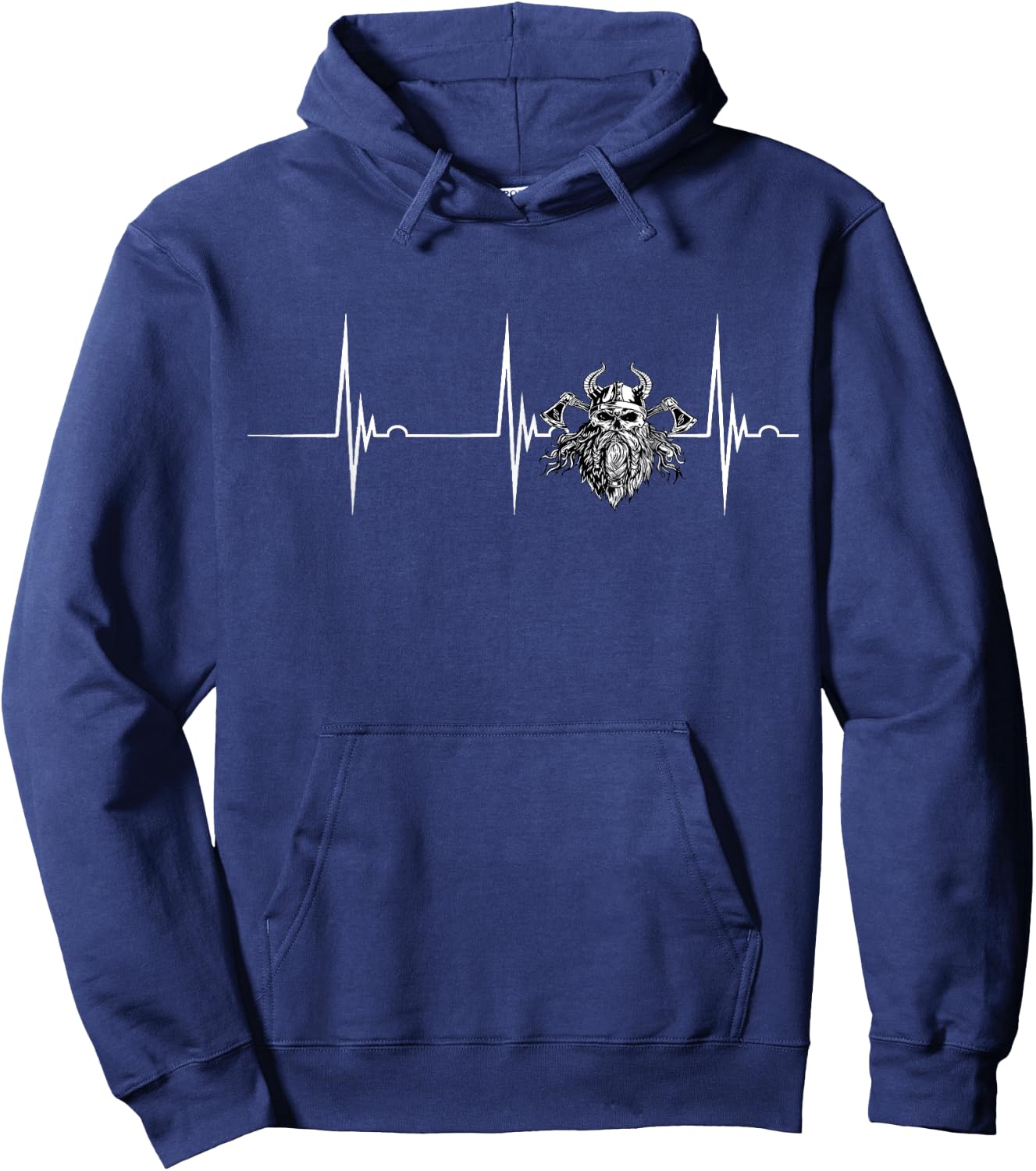 Valhalla Odin Heartbeat EKG Pulse Viking Warrior Pagan Hoodie - Hoodie | Navy