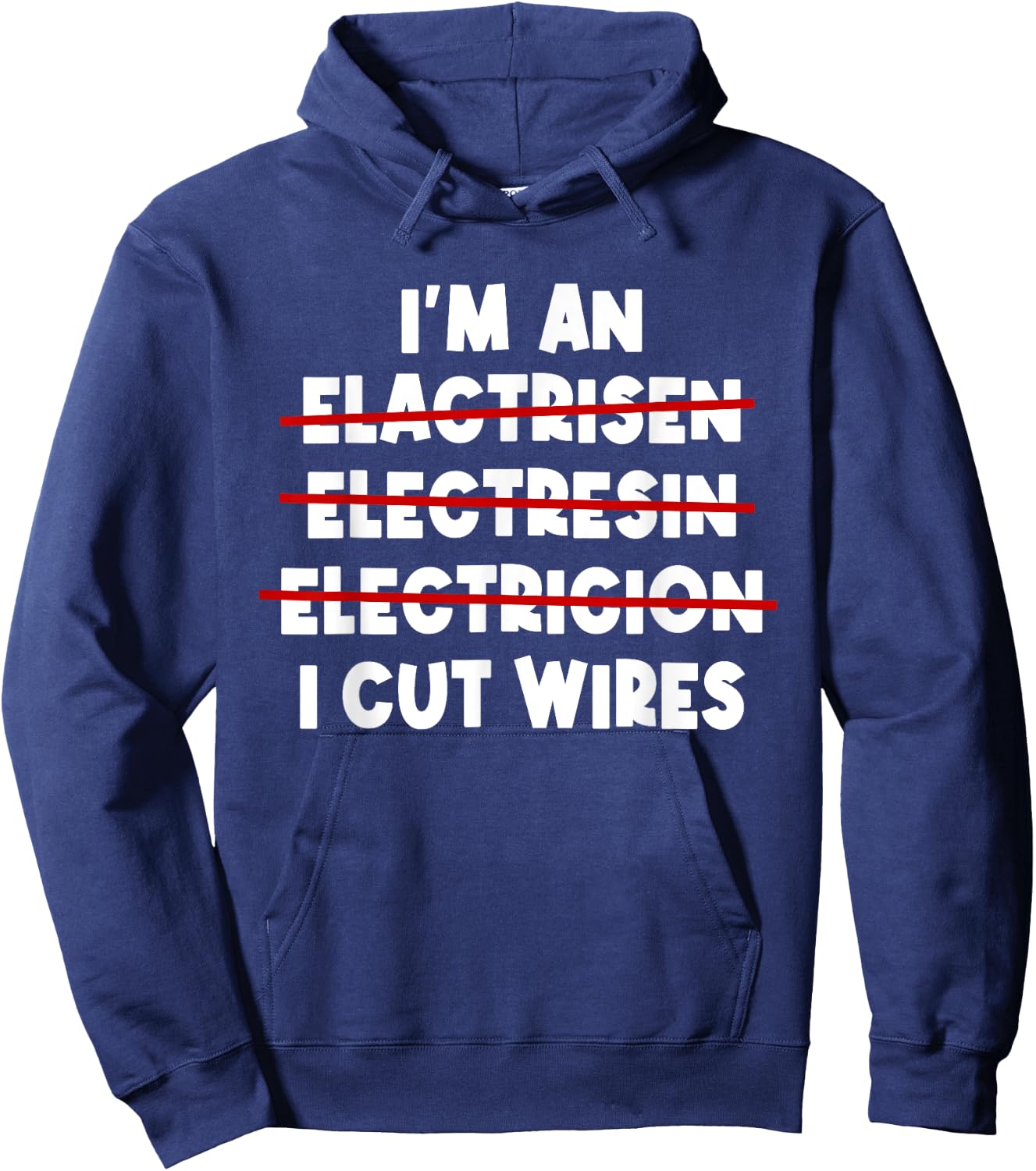 Electrician Spelling Electronics Technician Repair Wireman Hoodie - Hoodie | Navy