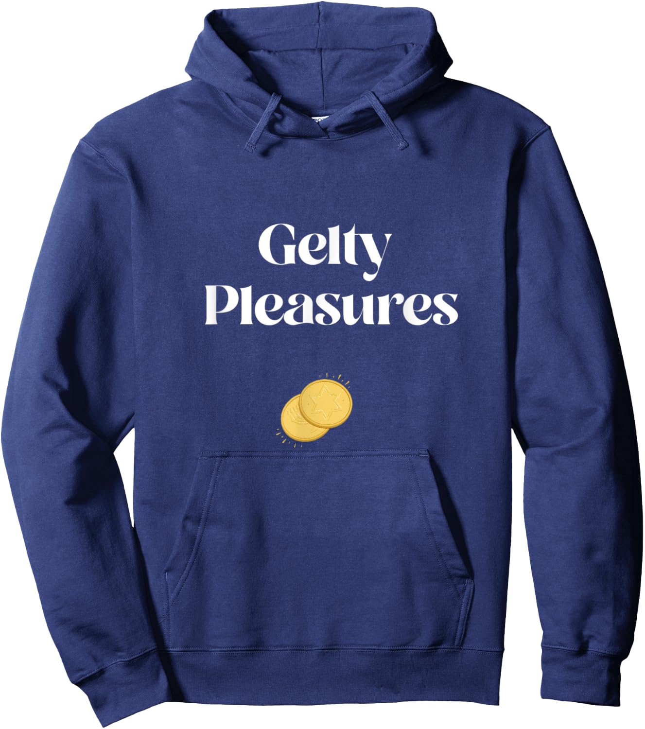Gelty Pleasures Funny Hanukkah Channuka Gelt Dreidel Latke Hoodie - Hoodie | Navy