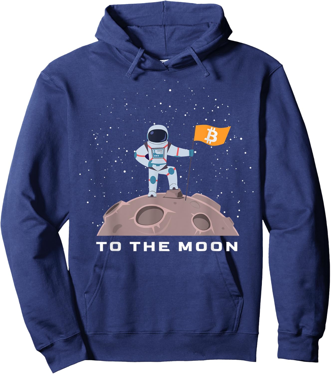 Bitcoin to the moon BTC Crypto Astronaut with BTC Flag Hoodie - Hoodie | Navy