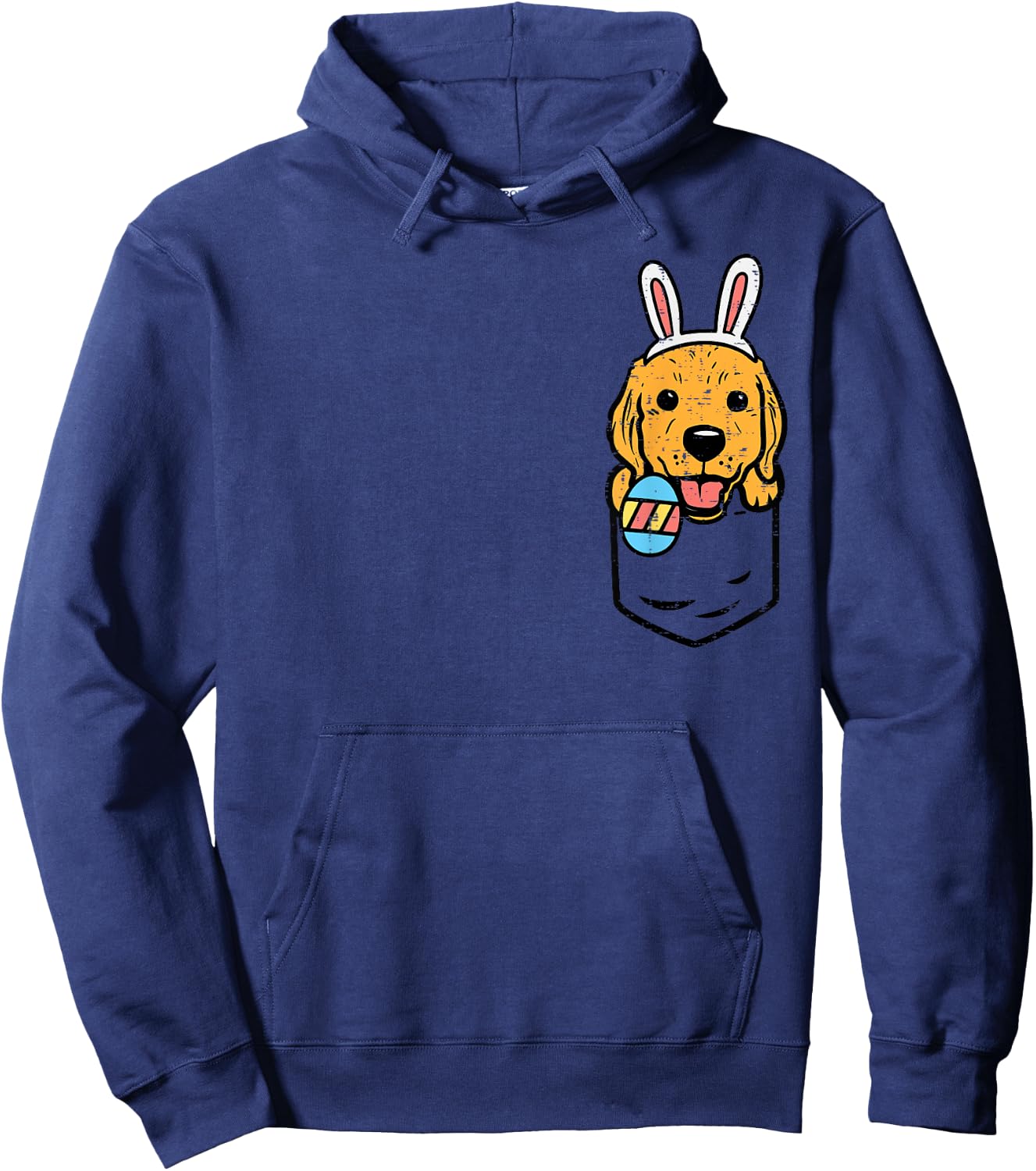 Pocket Golden Retriever Bunny Cute Easter Dog Men Women Kids Hoodie - Hoodie | Navy