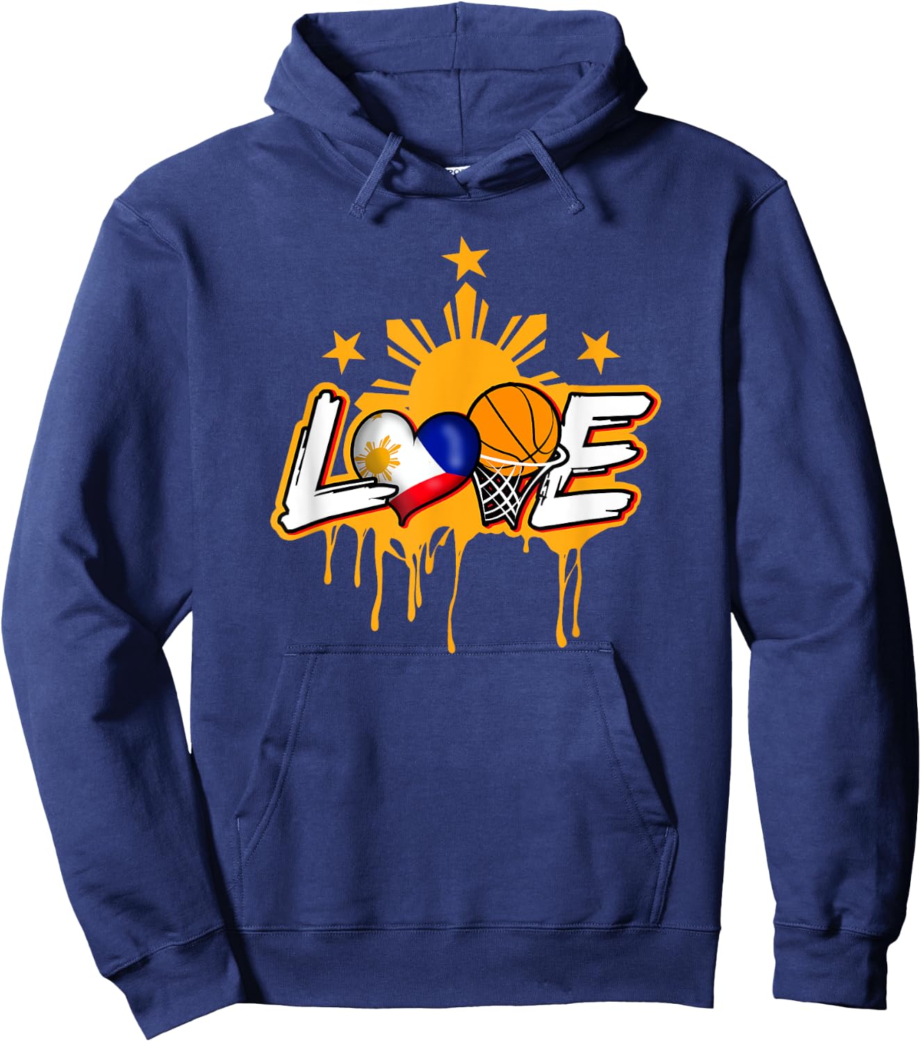 Philippines Filipino Sport Basketball Basket Ball Flag Love Hoodie - Hoodie | Navy